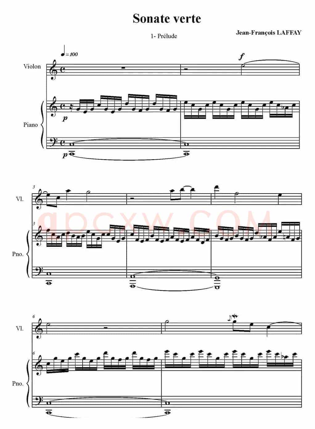 Sonate Verte（1-Prelude、小提琴+钢琴伴奏）