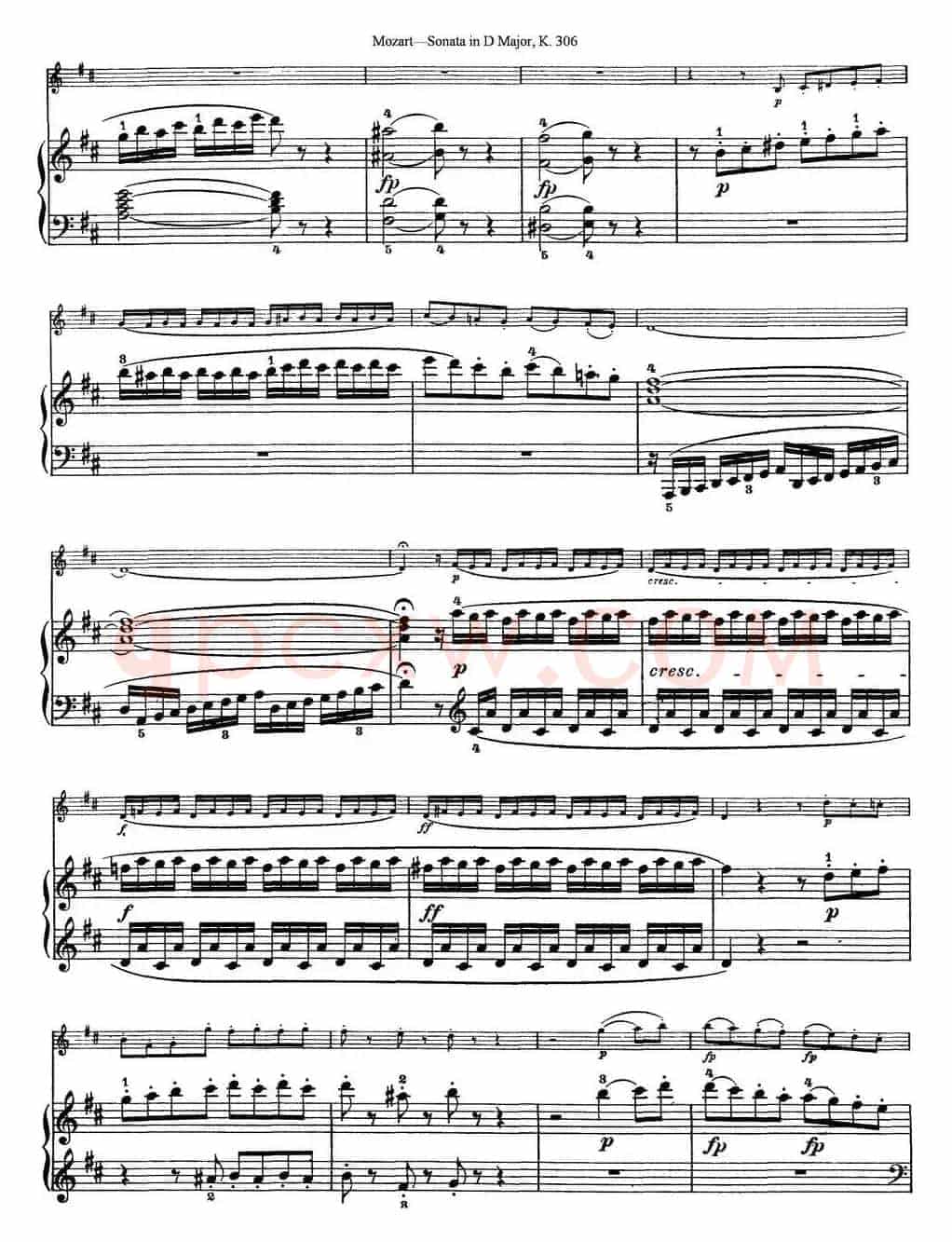 Violin Sonata in D Major K.306（小提琴+钢琴伴奏）