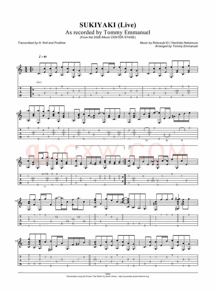 tommy emmanuel：sukiyaki（指弹吉它）