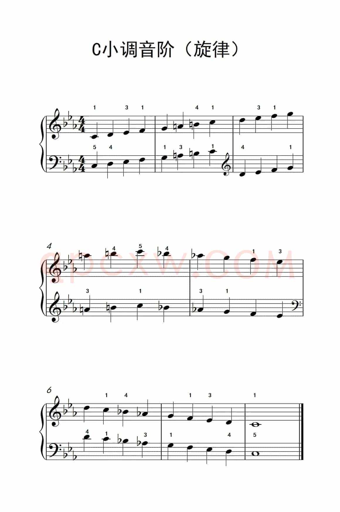 C小调音阶（旋律）（孩子们的钢琴音阶、和弦与琶音 2）