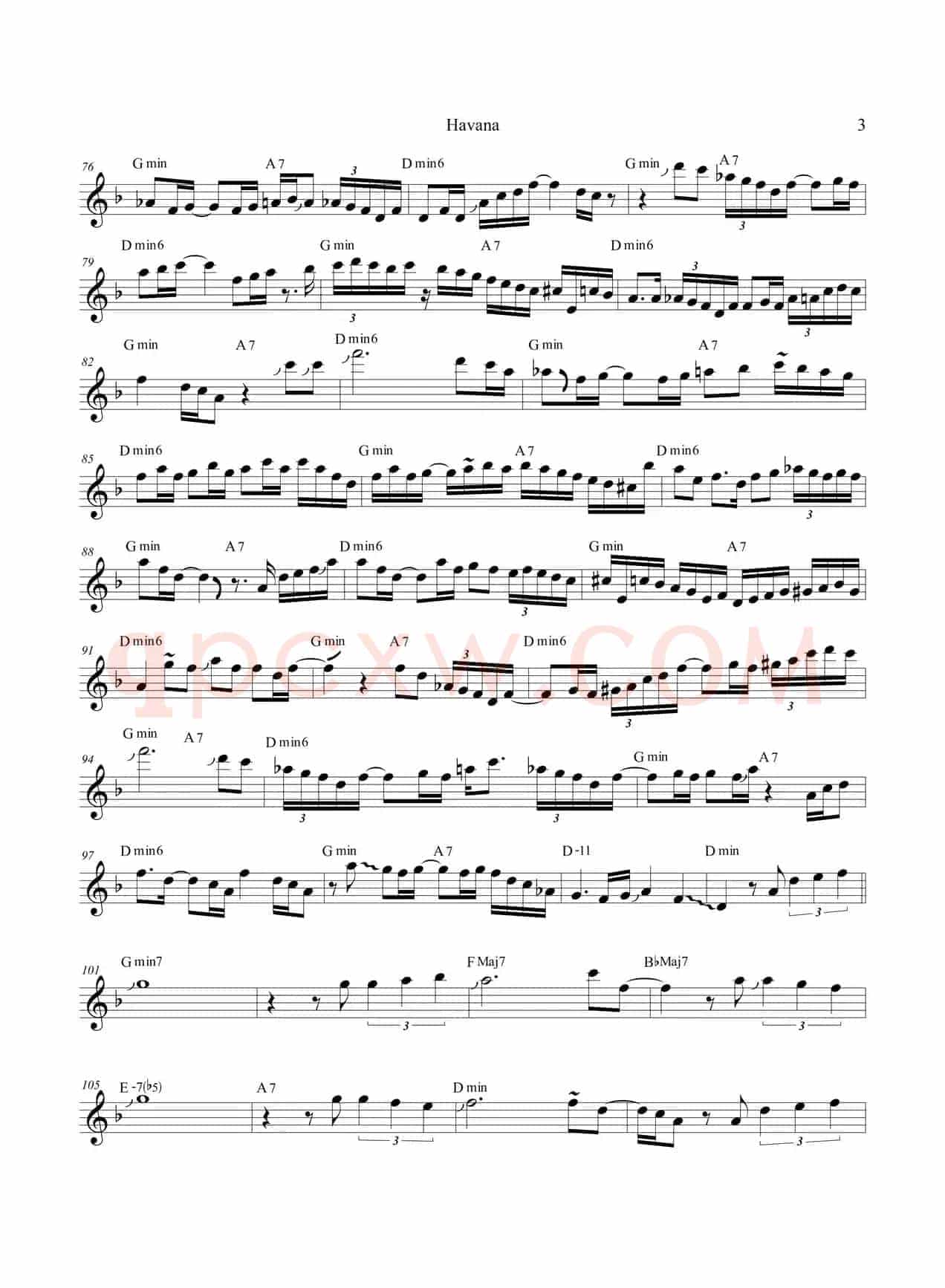 Havana（高音萨克斯/次中音萨克斯 8vb）