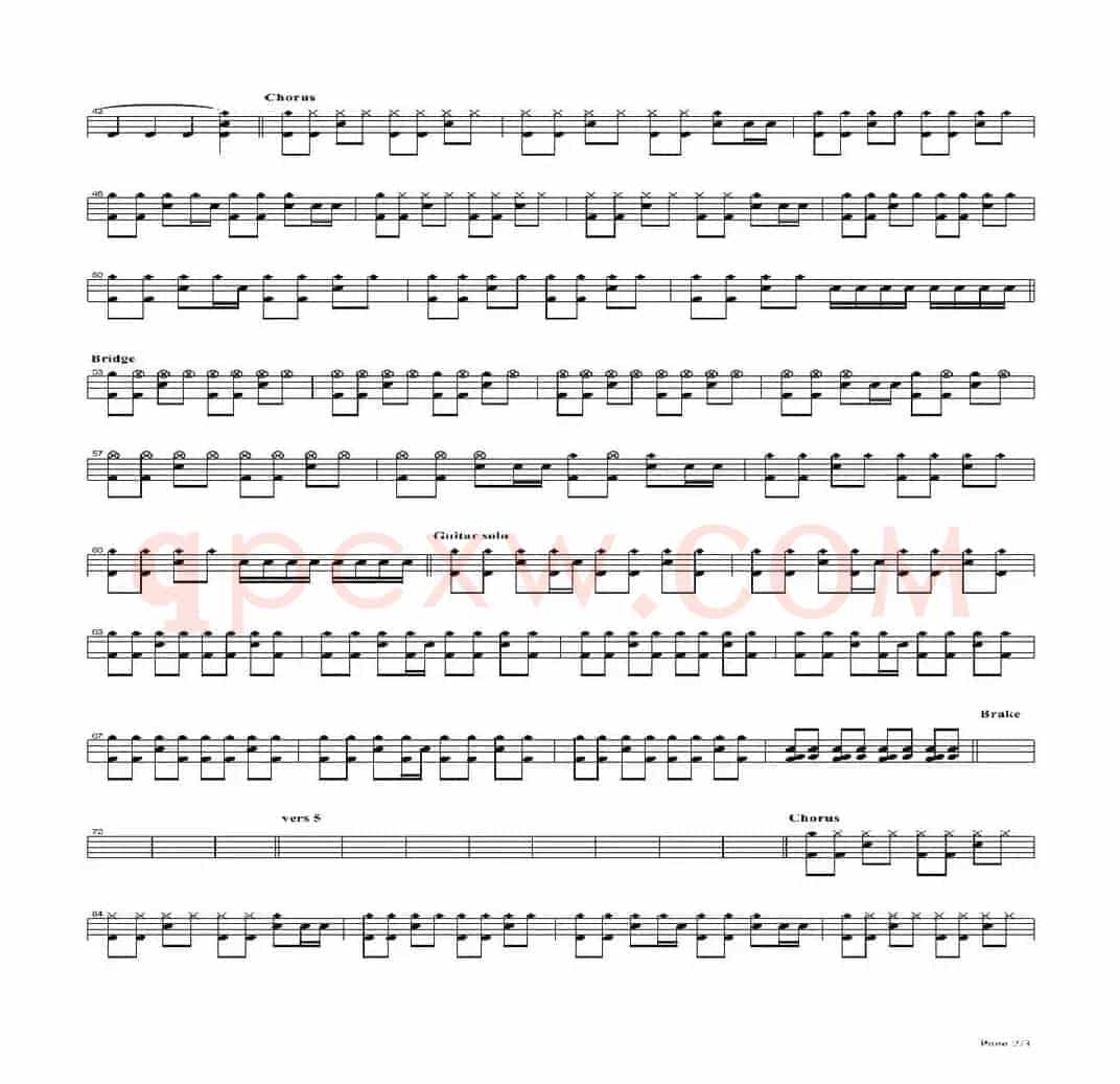 21guns（架子鼓谱）