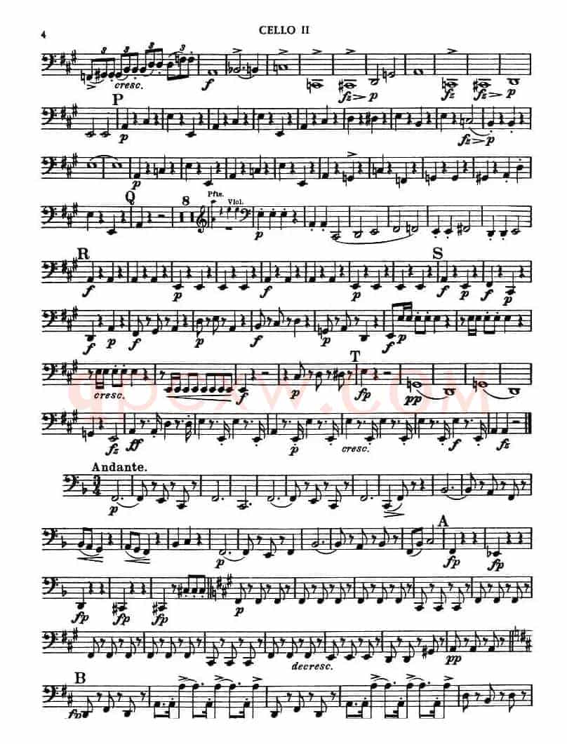 TROUT QUINTET（鳟鱼五重奏）（第二大提琴分谱）