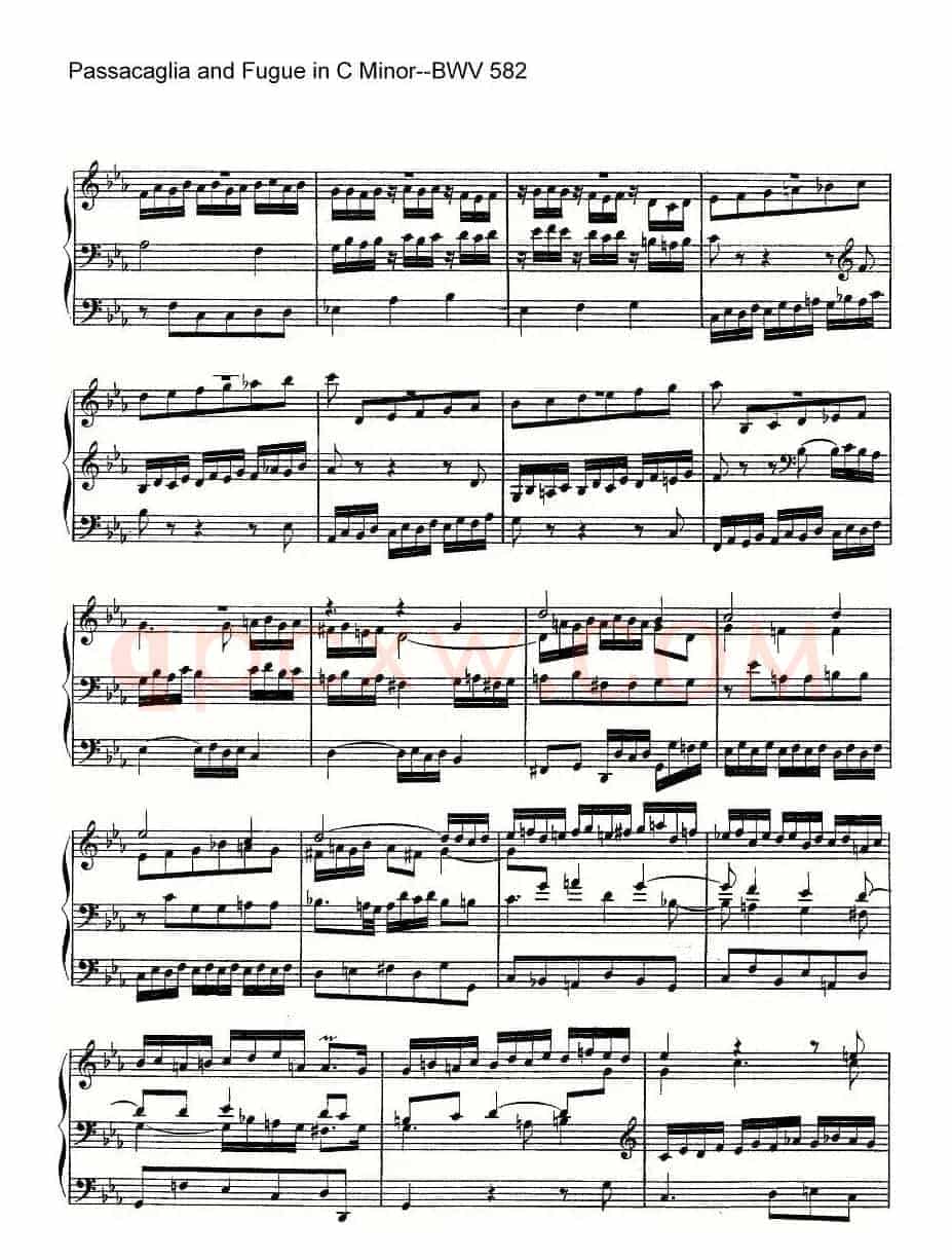 Passacaglia and Fugue in C Minor--BWV 582(管风琴谱)