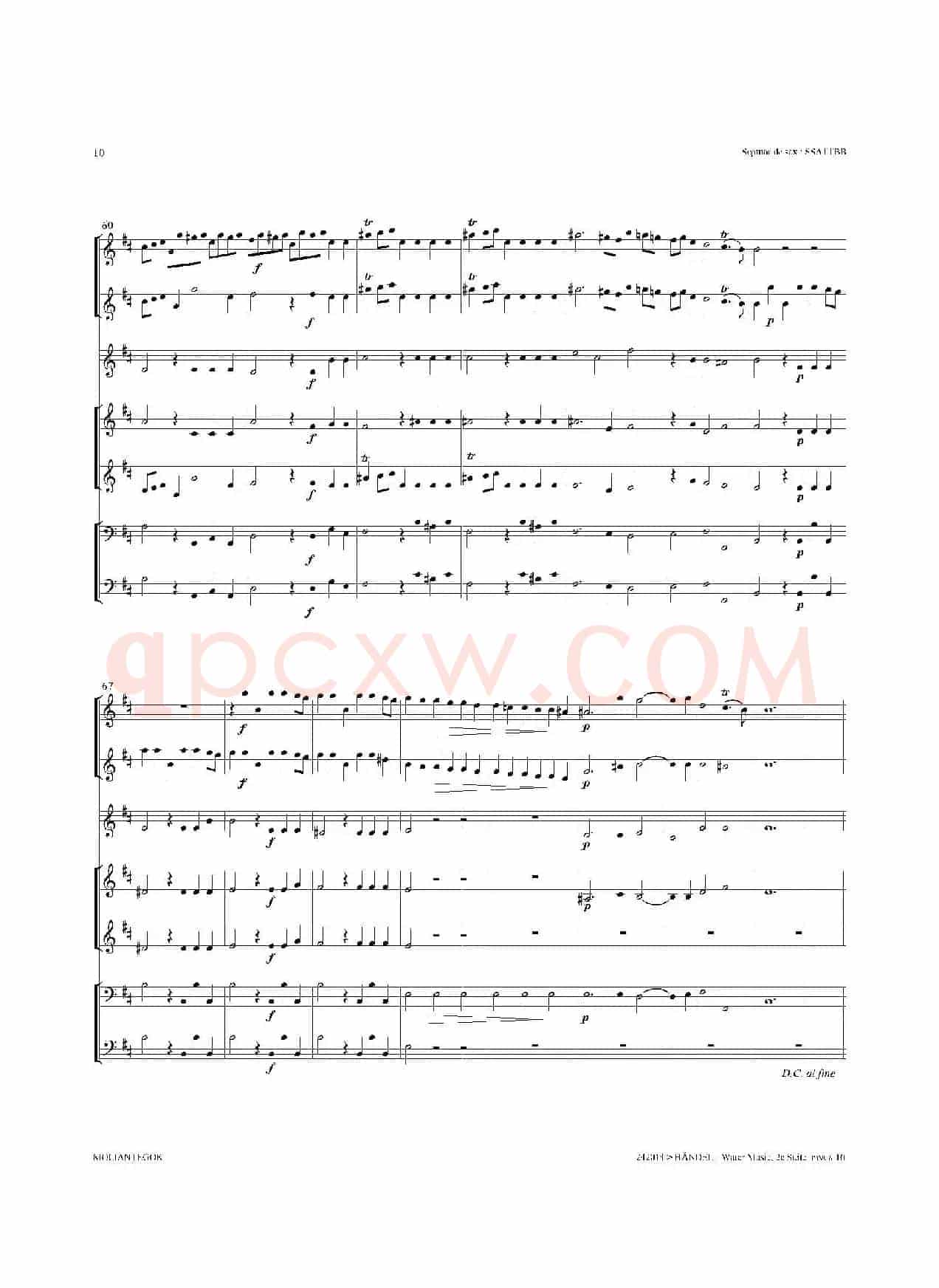Water Music（HWV.349 No.2）（萨克斯合奏总谱）