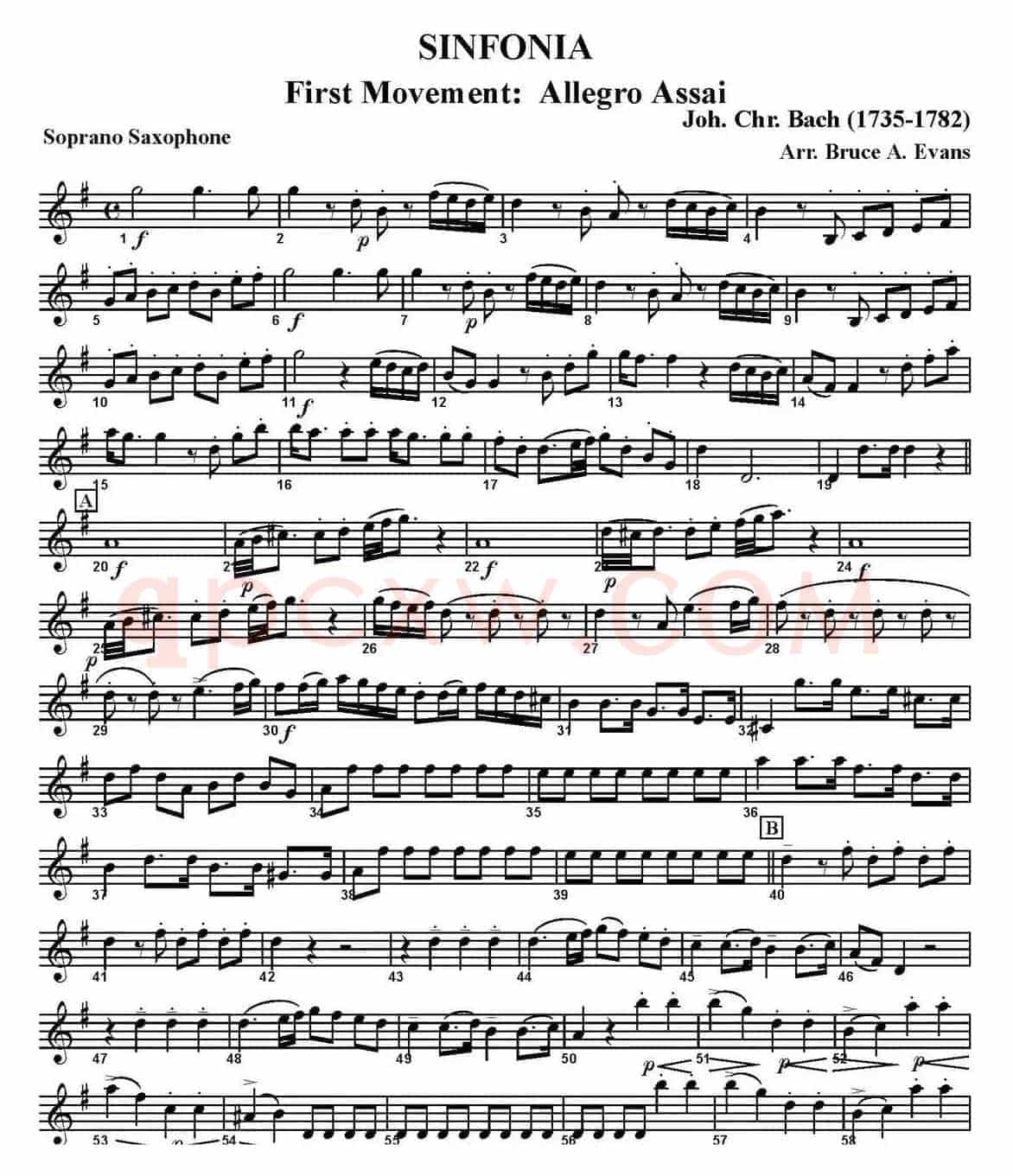 SINFONIA First Movement：Allegro Assai（四重奏·高音萨克斯分谱）