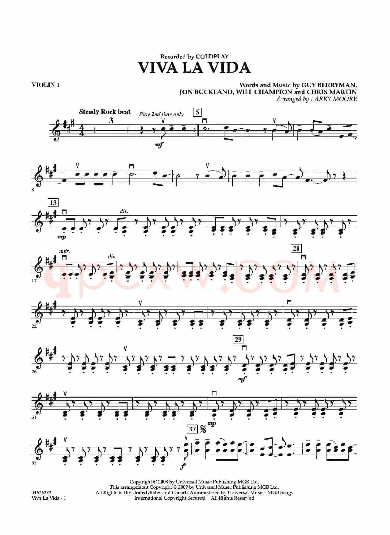 VIVA LA VIDA(第一小提琴分谱)