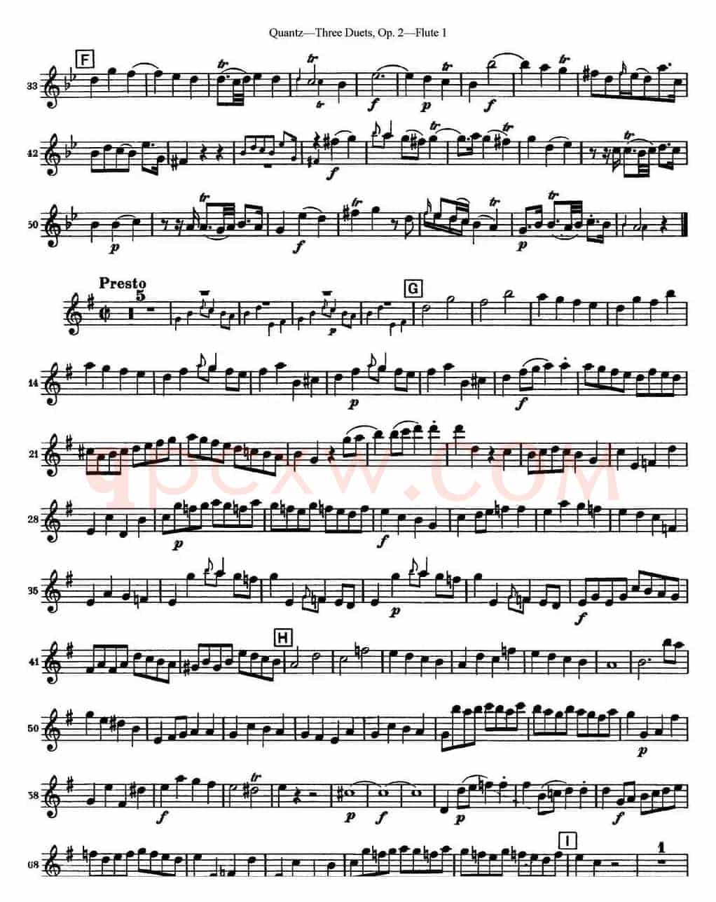 匡茨G大调长笛二重奏Op.2——Flute 1（No.1）