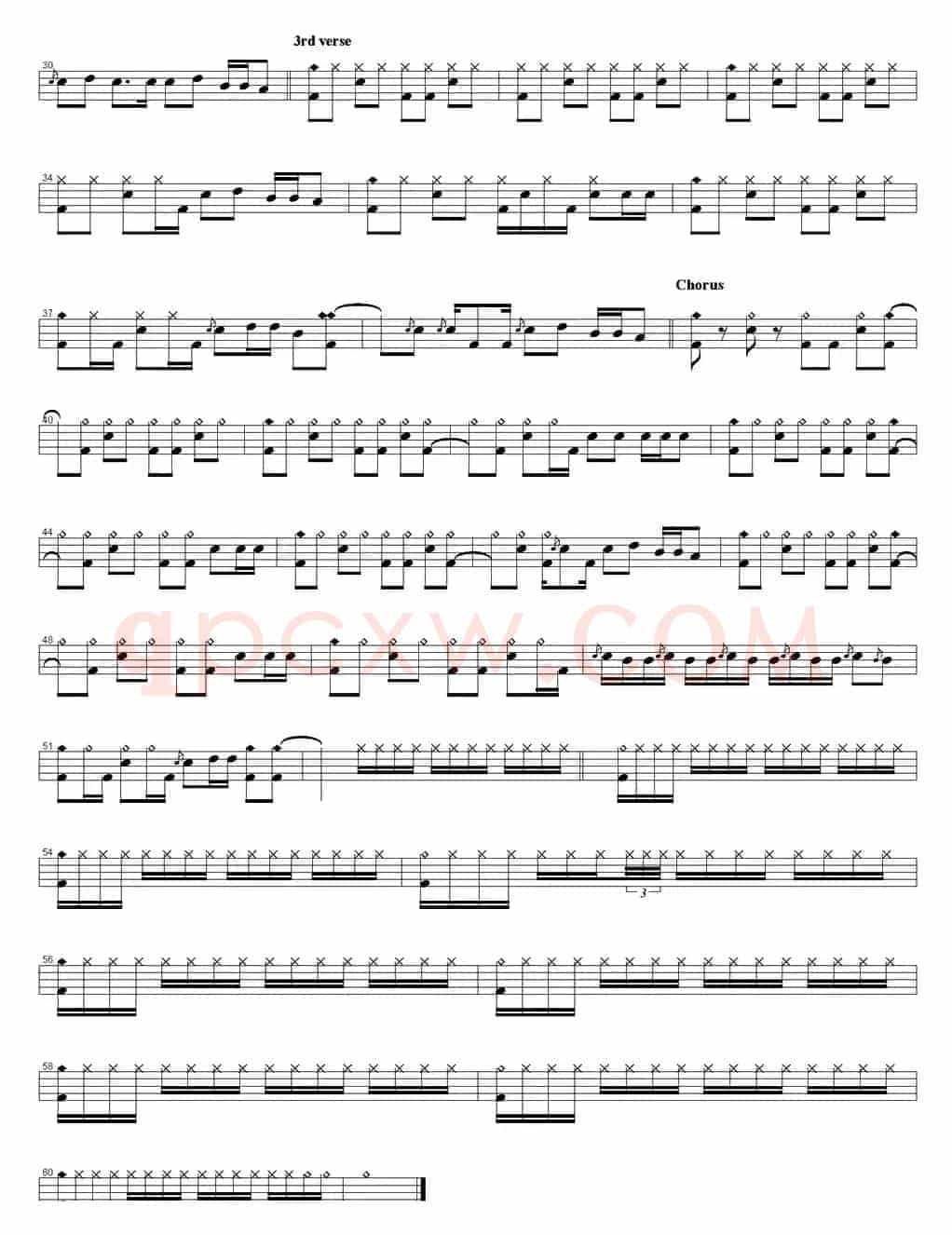 爵士鼓谱：Guns n' Roses - Yesterdays