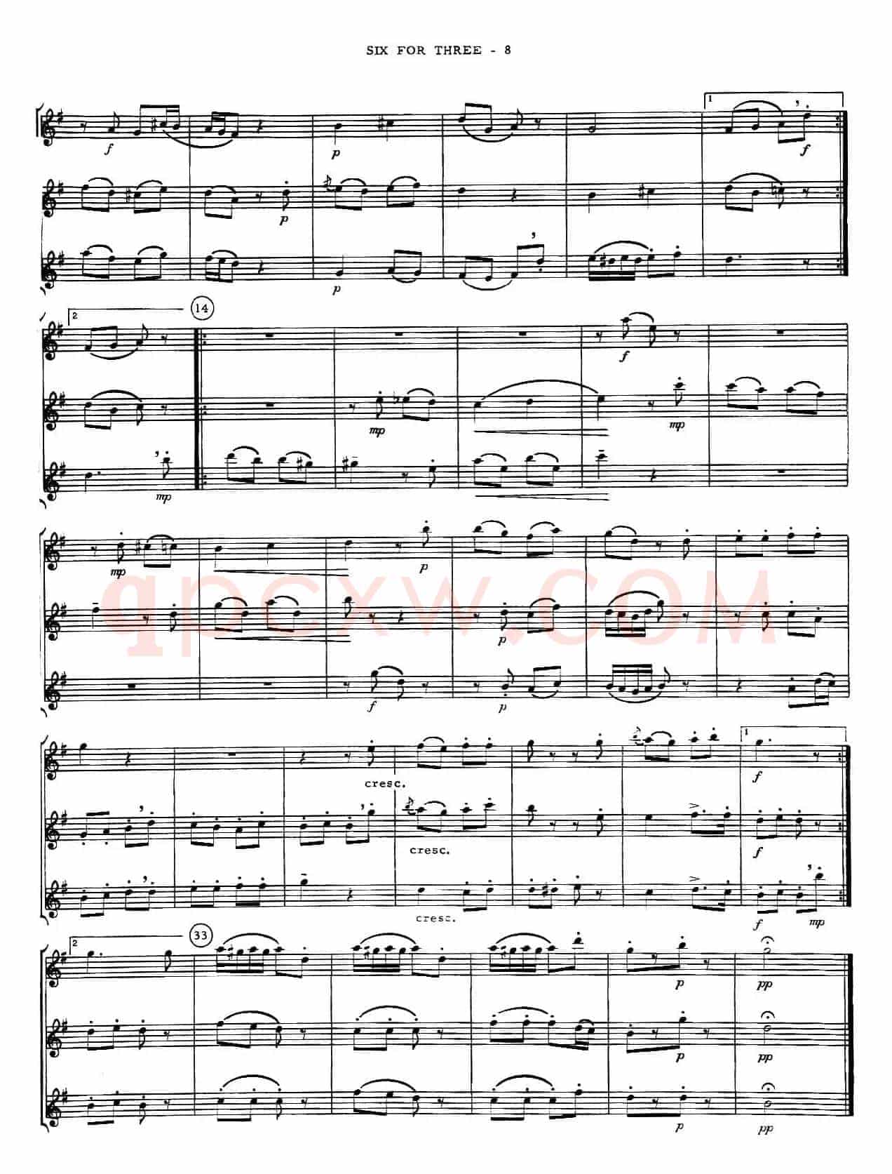 six for three(次中音三重奏总谱)
