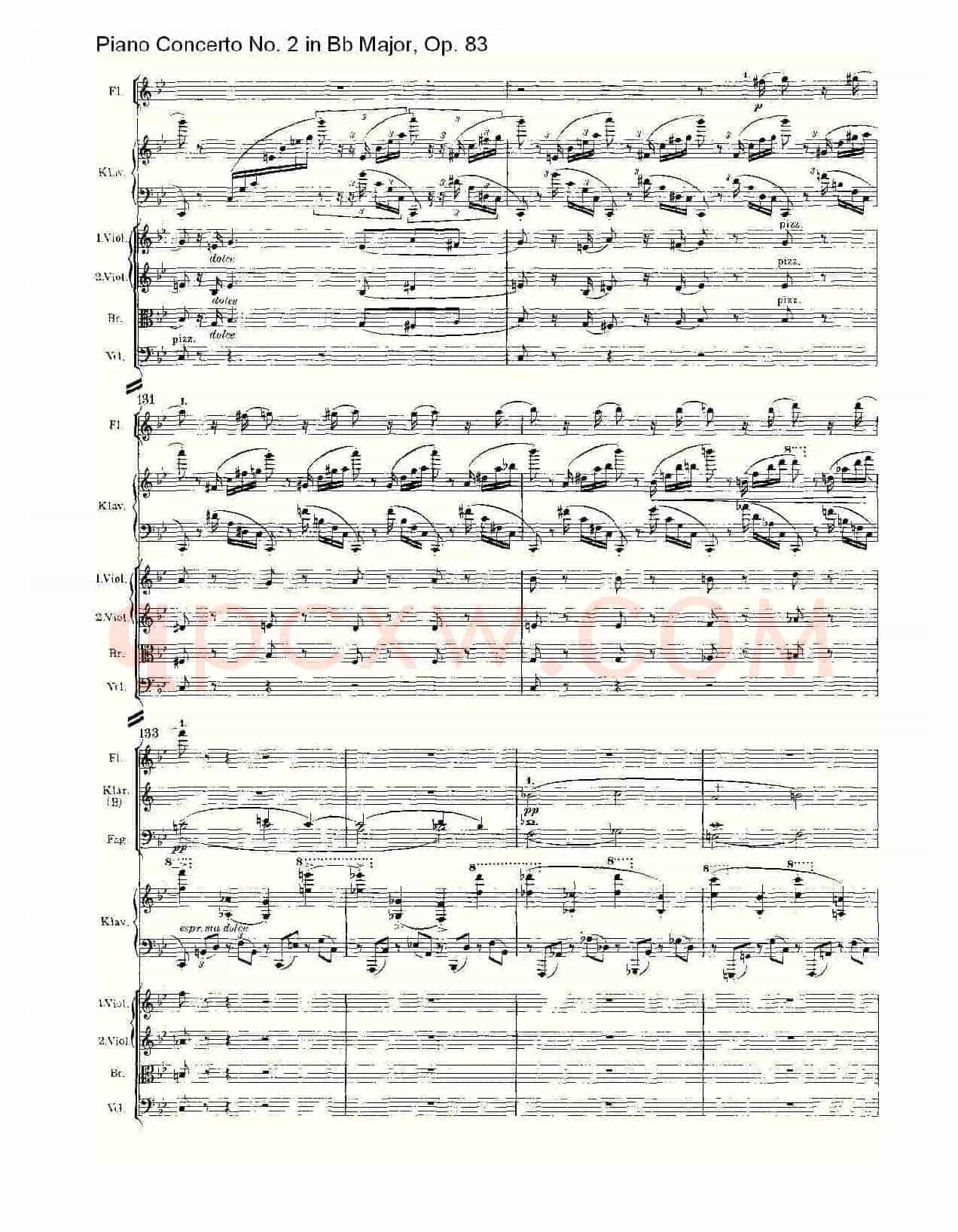 Bb大调钢琴第二协奏曲, Op.83第一乐章(一)