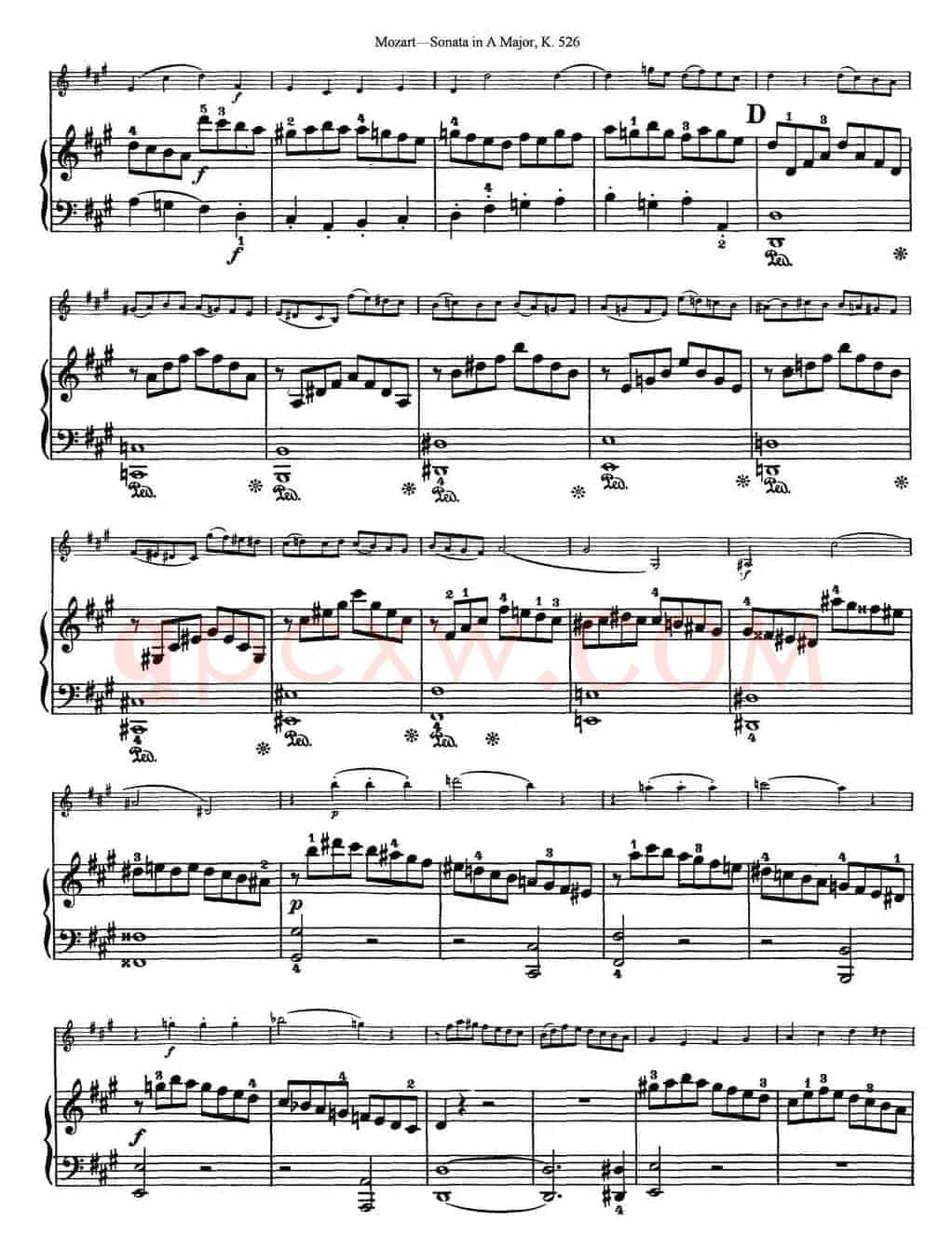 Violin Sonata in A Major K.526（小提琴+钢琴伴奏）