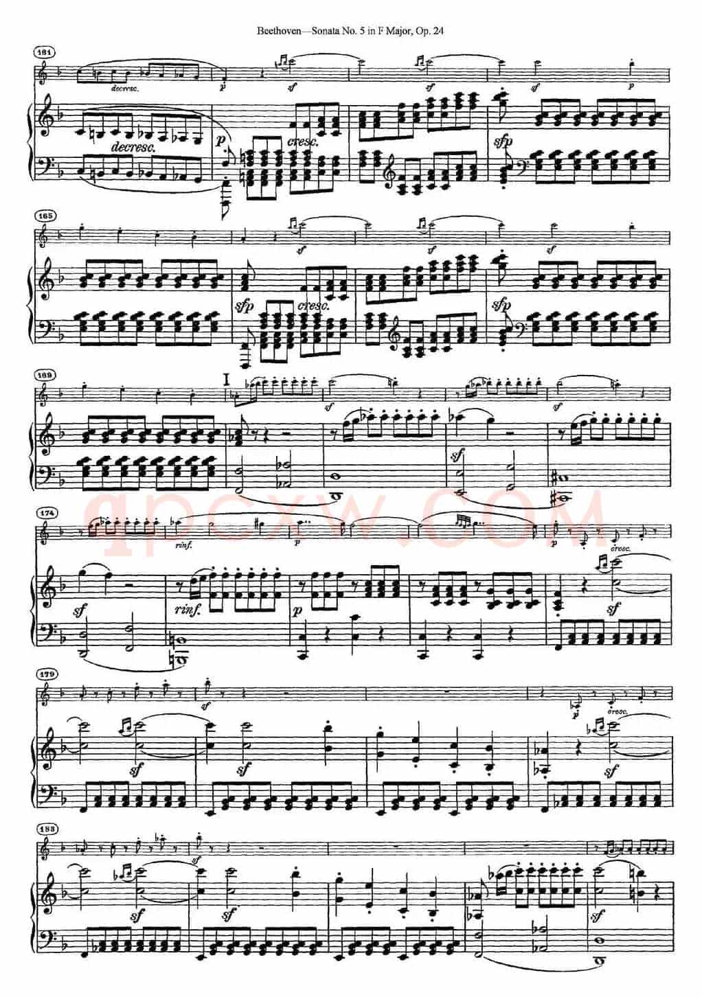 Violin Sonata No.5 in F Major Op.24（小提琴+钢琴伴奏）