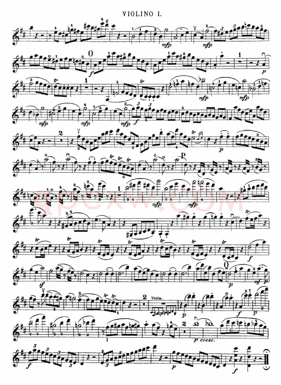 Mozart《Quartet No.21 in D Major,K.575》（Violin 1分谱）