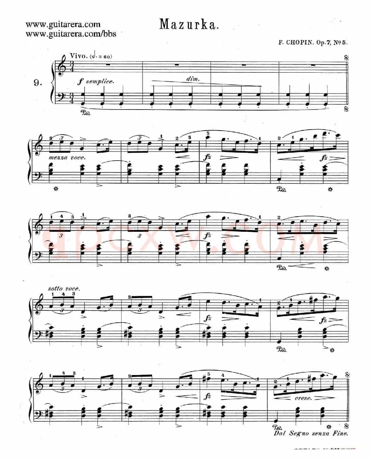  Mazurkas Op.7（5首玛祖卡舞曲·5）