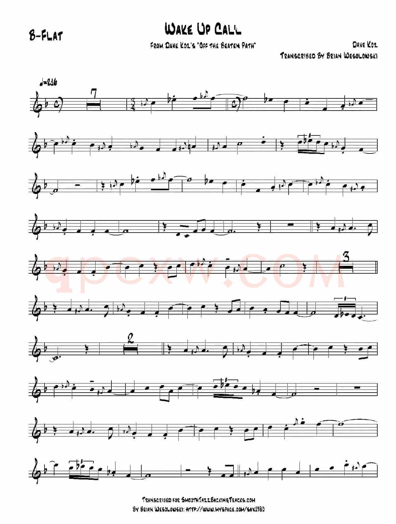 Wake Up Call（次中音萨克斯）
