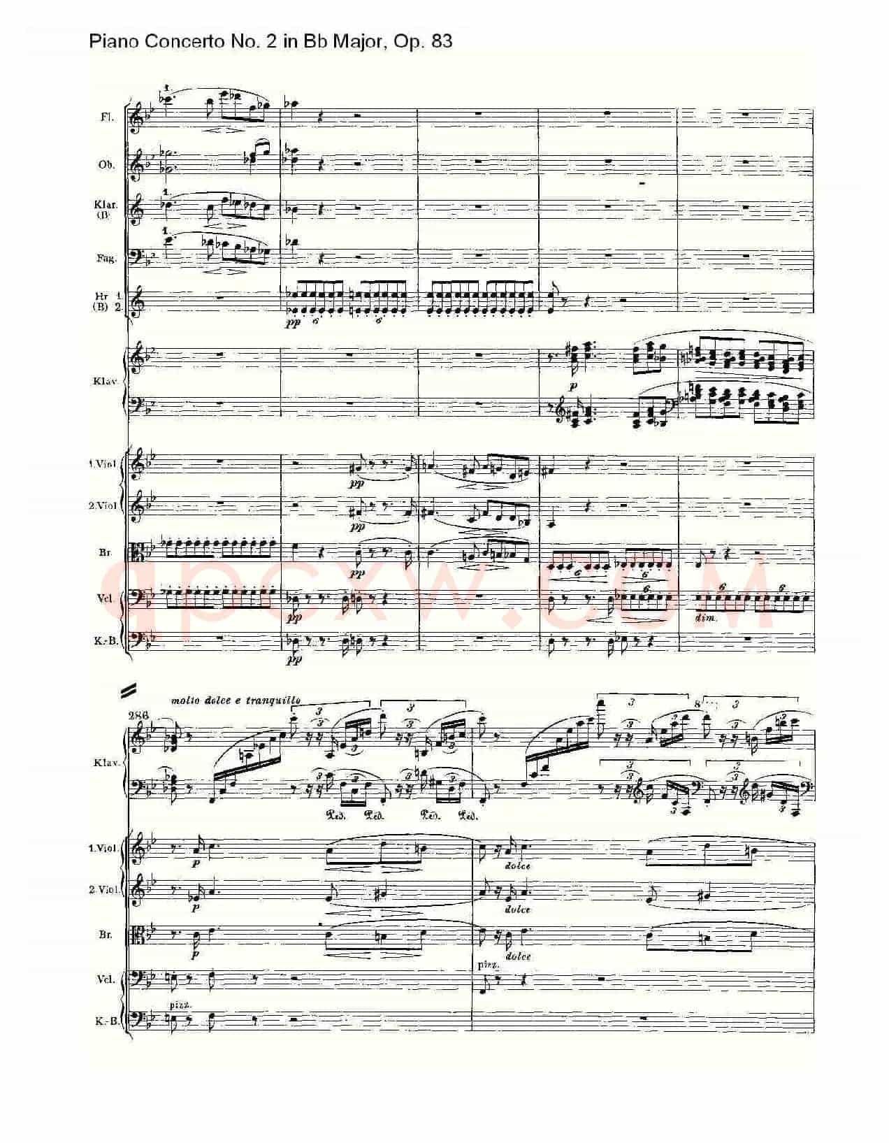 Bb大调钢琴第二协奏曲, Op.83第一乐章(一)
