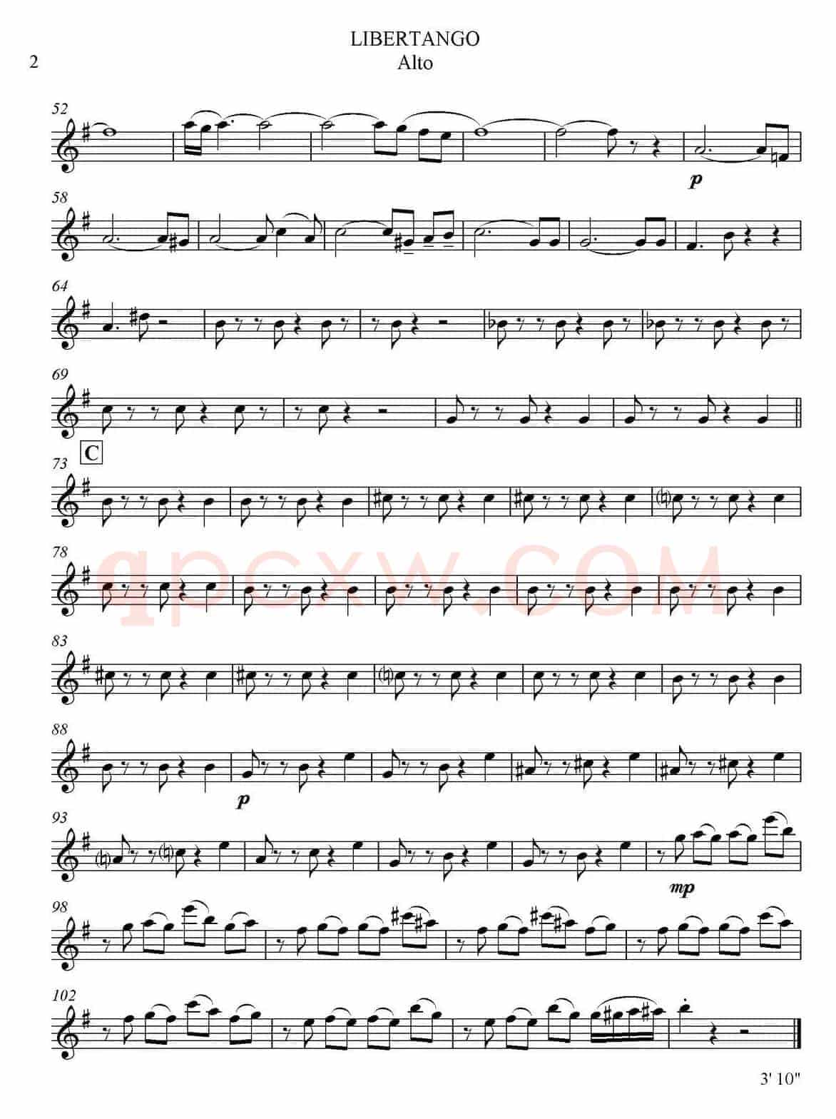 LIBERTANGO（四重奏·中音萨克斯分谱）