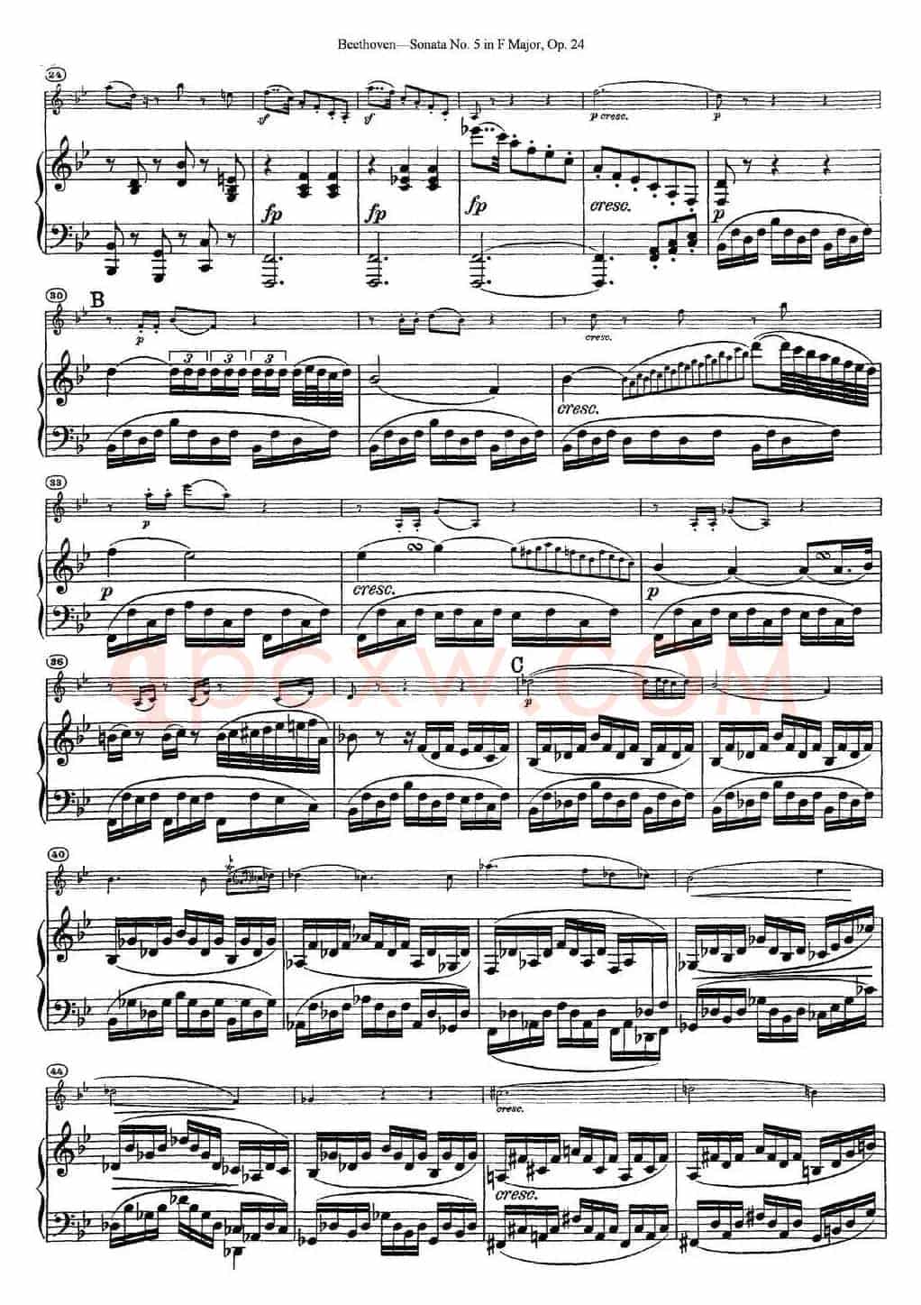 Violin Sonata No.5 in F Major Op.24（小提琴+钢琴伴奏）