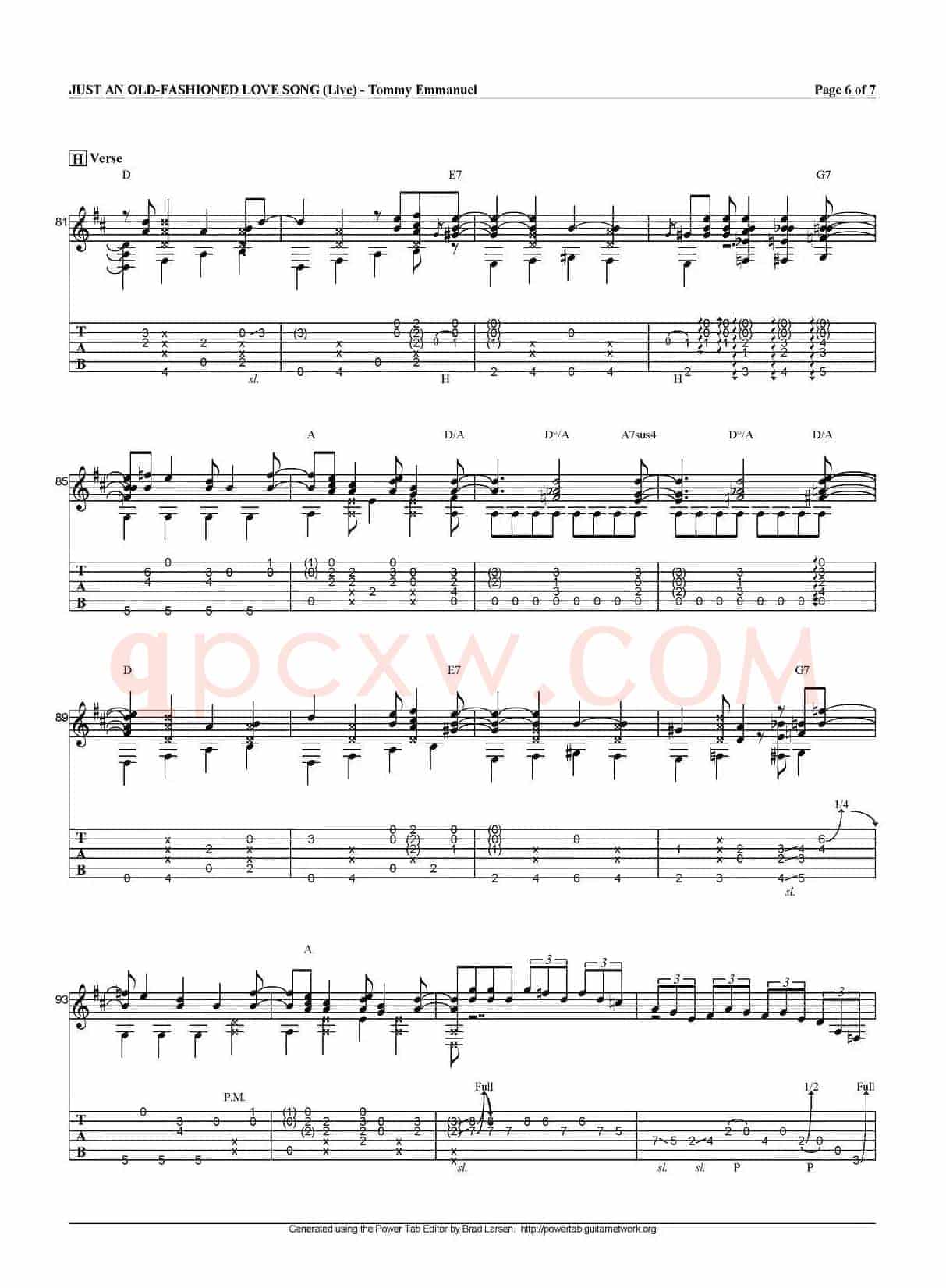 tommy emmanuel：just an old fashioned love song（指弹吉他）