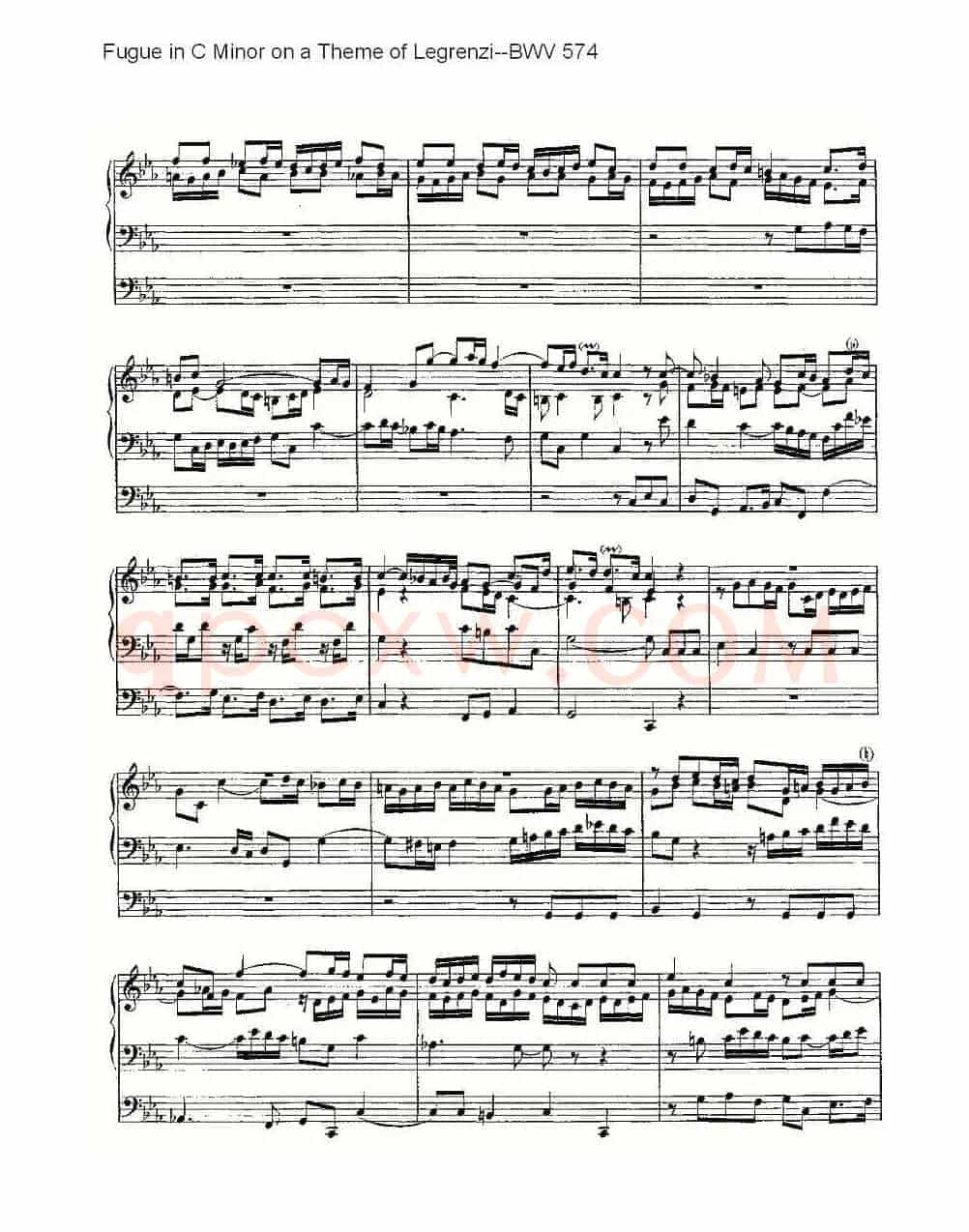 Fugue in C Minor on a Theme of Legrenzi--BWV 574 (管风琴谱)