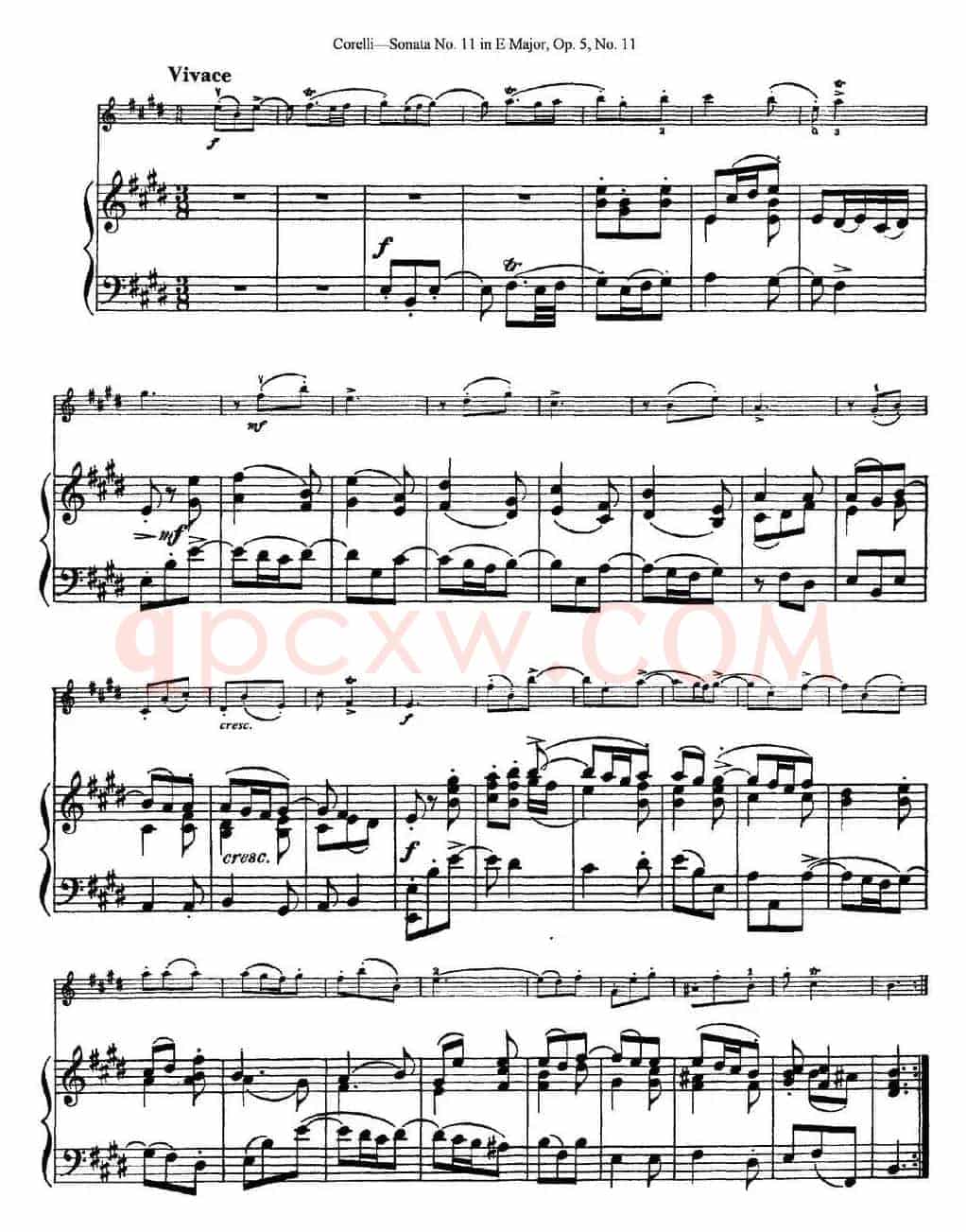 Sonata No.11 in E Major Op.5 No.11（小提琴+钢琴伴奏）