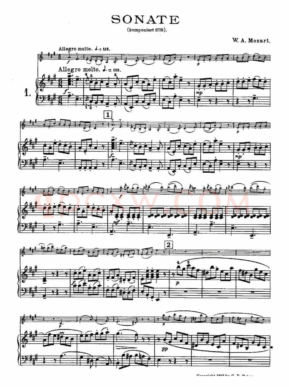 Mozart - Violin Sonata No.1, KV. 305（第一小提琴奏鸣曲）