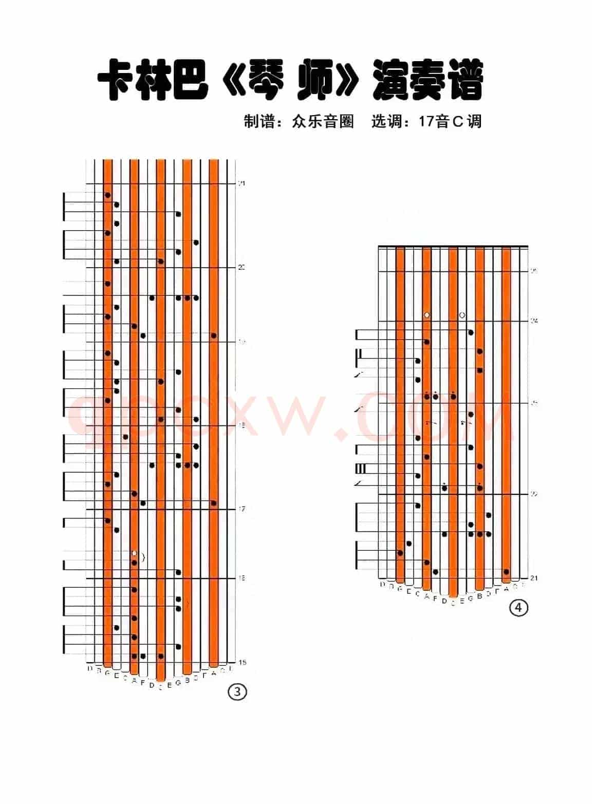 琴师（拇指琴卡林巴琴演奏谱）