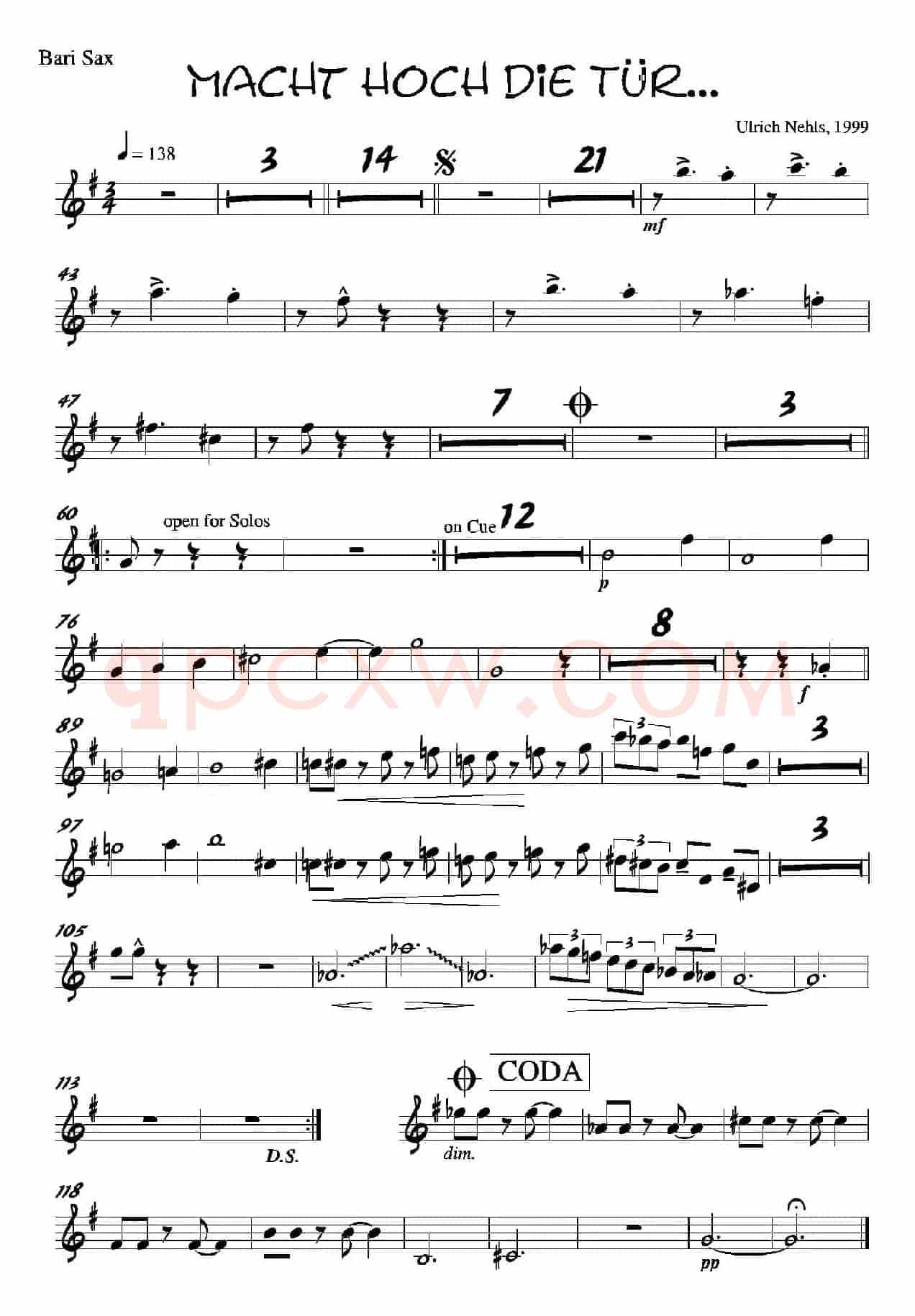 Macht Hoch Die Tru…（上低音萨克斯分谱）