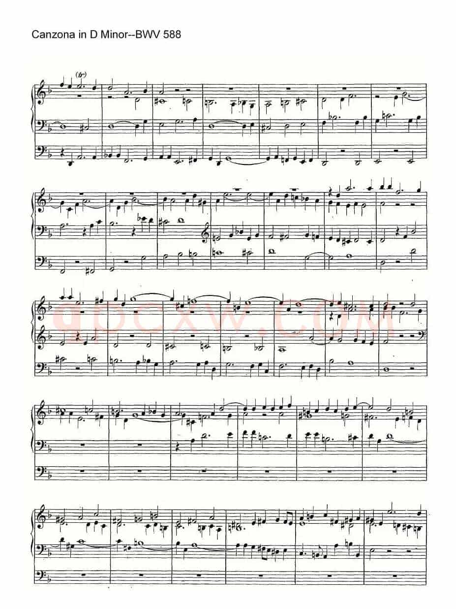 Canzona in D Minor--BWV 588(管风琴谱)