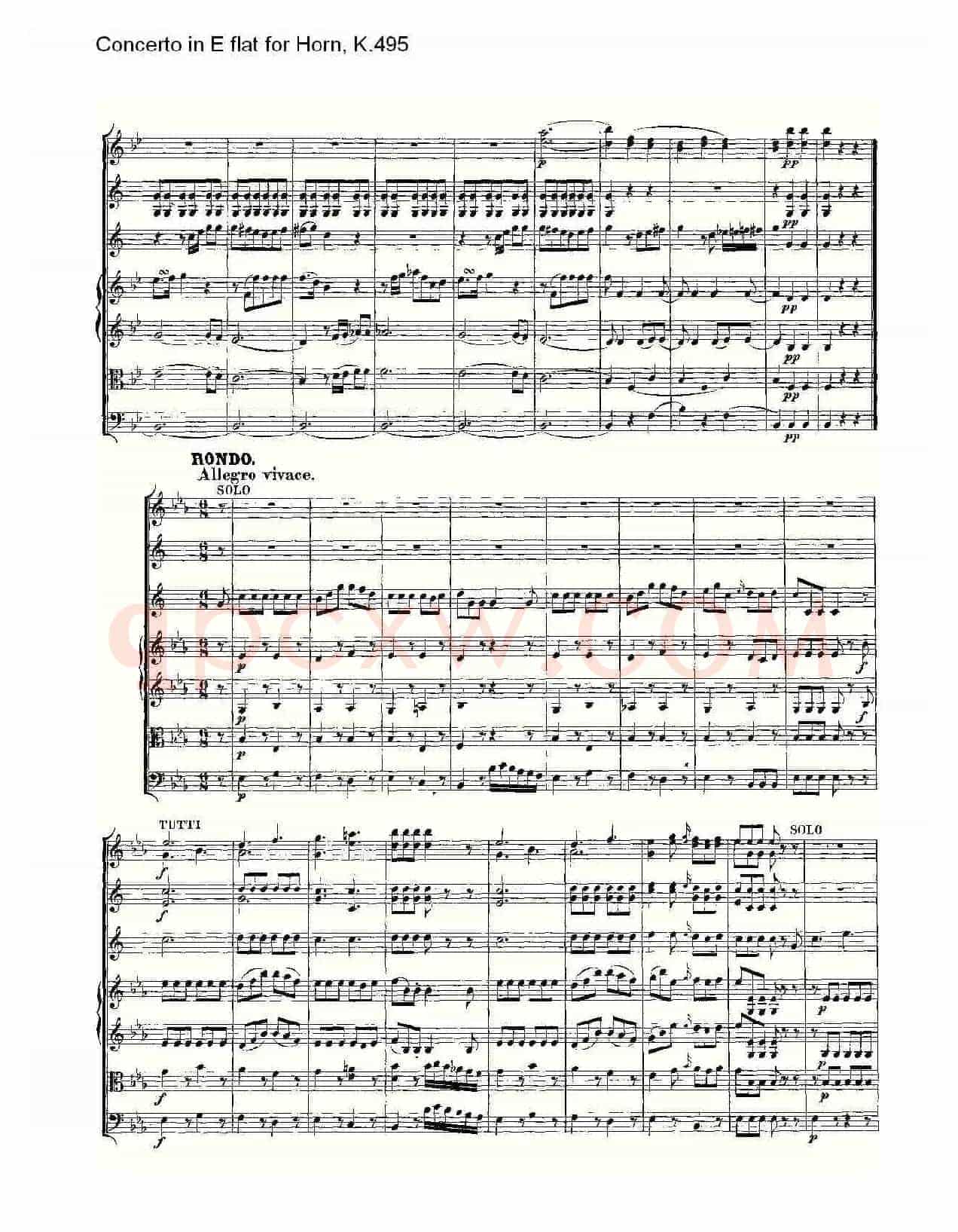 Concerto in E flat for Horn, K.495(Eb调法国号协奏曲, K.4)
