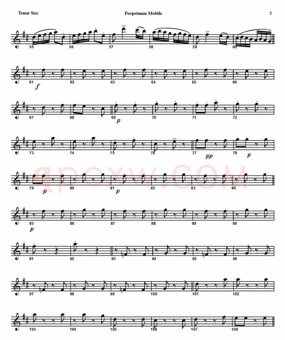 PERPETUUM MOBILE（四重奏·次中音萨克斯分谱）