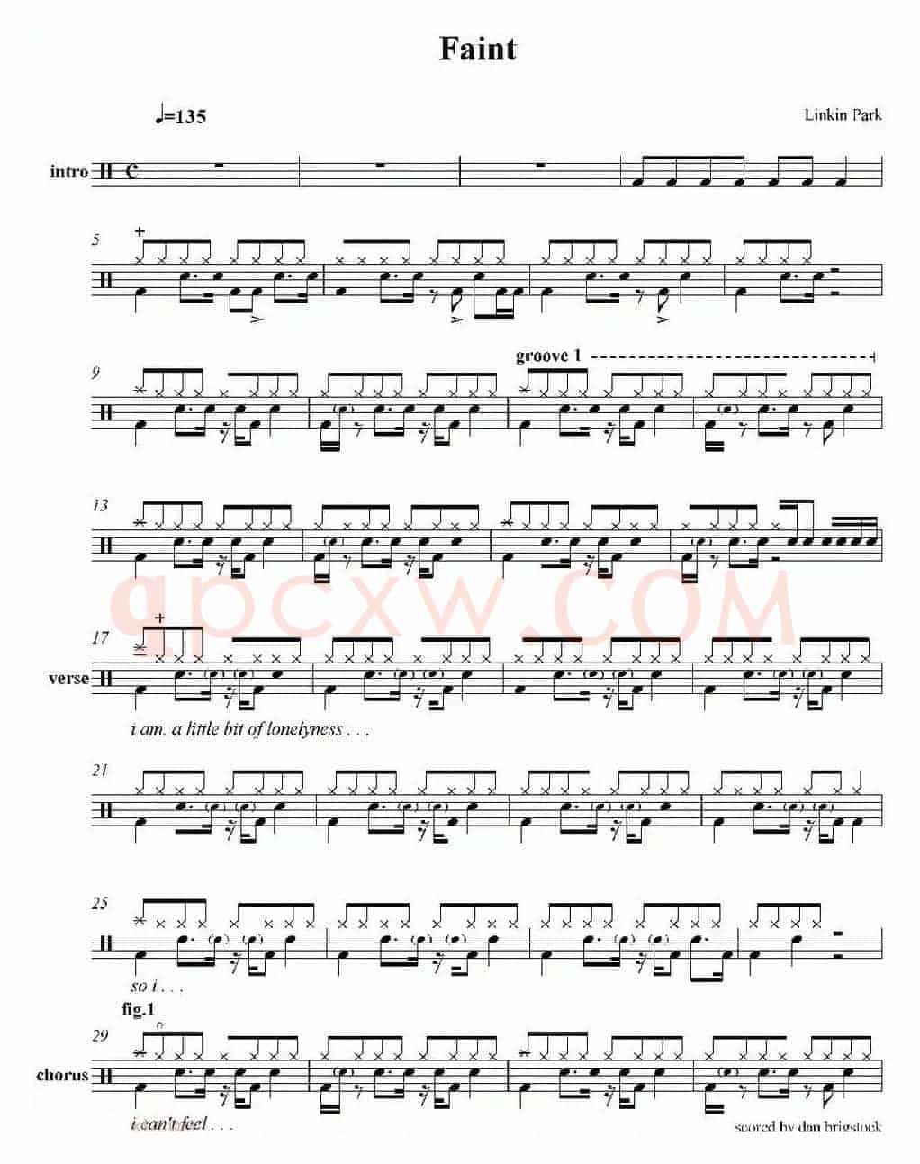 爵士鼓谱：Linkin Park - faint