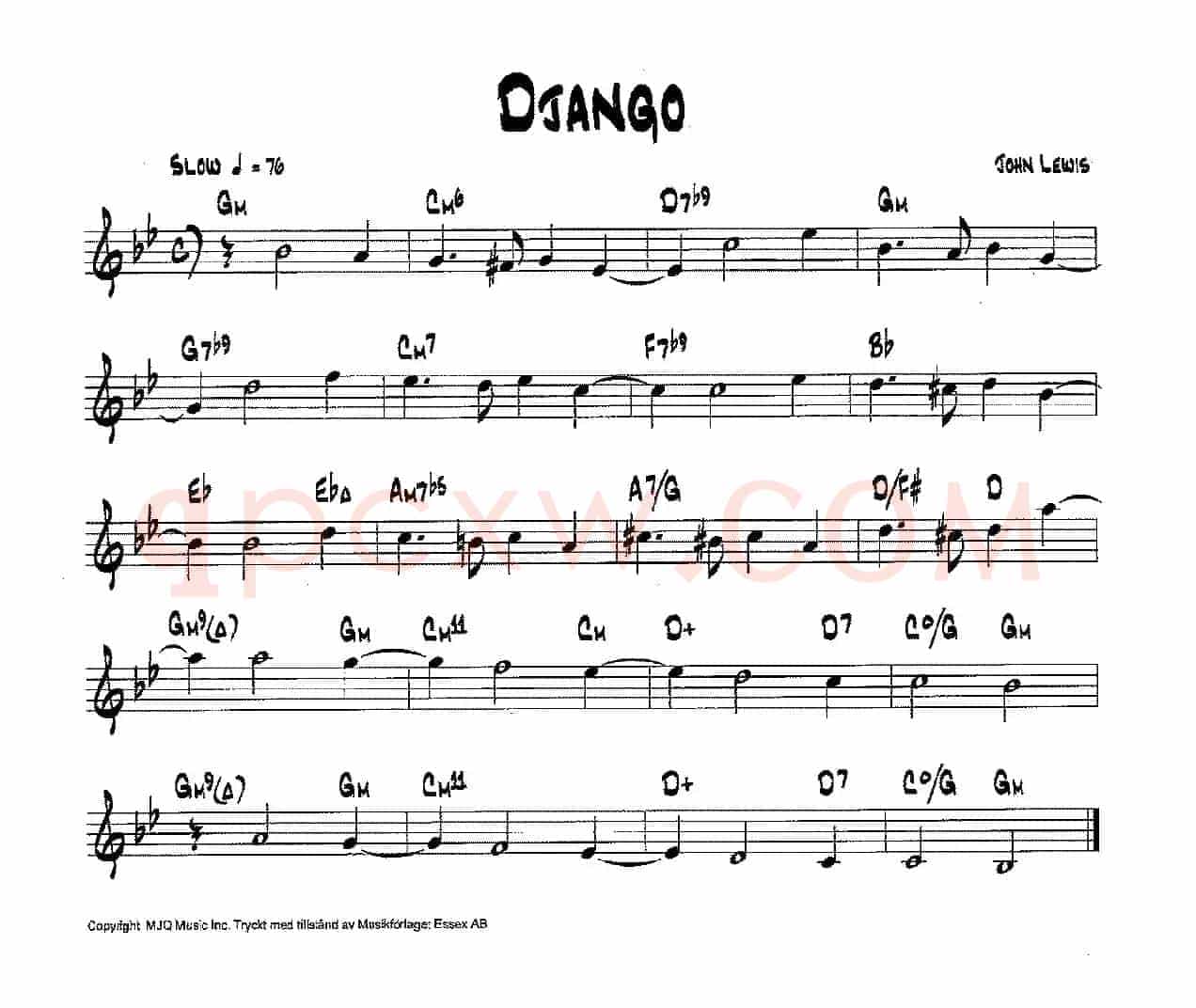 降B爵士乐谱：DJANGO
