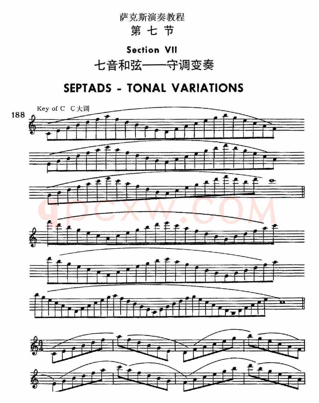 萨克斯演奏教程第七节(七音和弦-守调变奏)