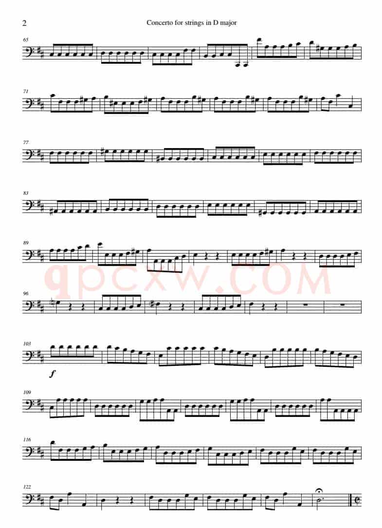 Concerto for strings in D Major（RV121、Cello分谱）