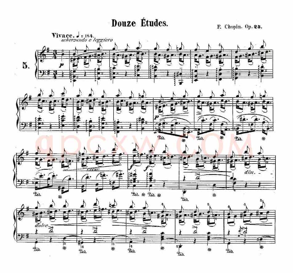 肖邦钢琴练习曲，Op.25之五