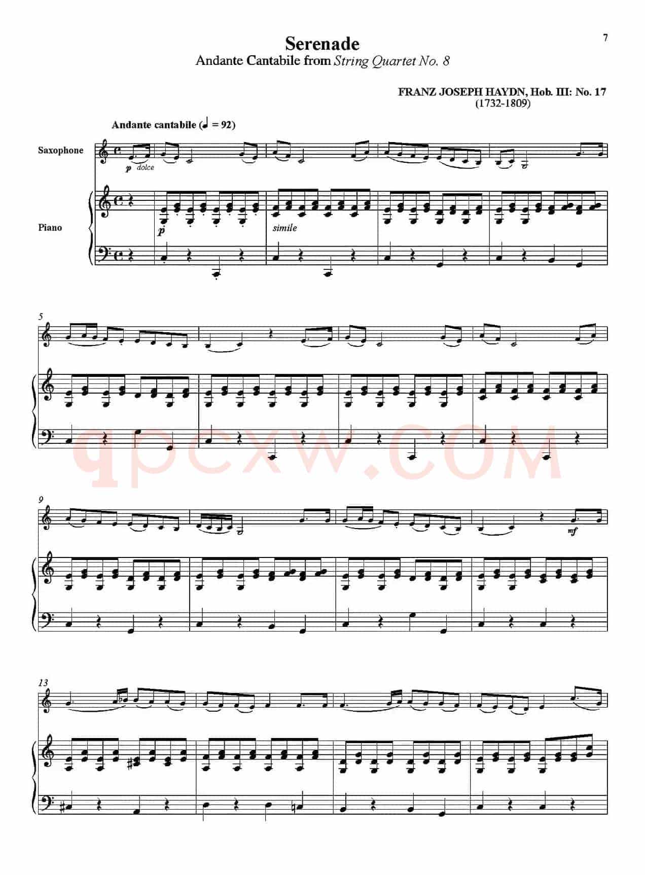 Serenade（萨克斯+钢琴伴奏）