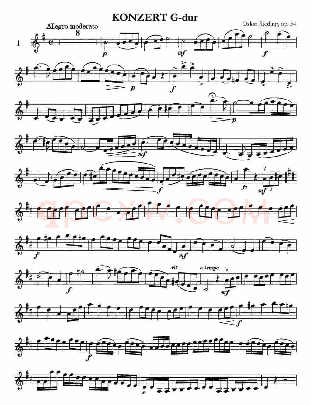 KONZERT G-dur（Oskar Rieding Op.34）