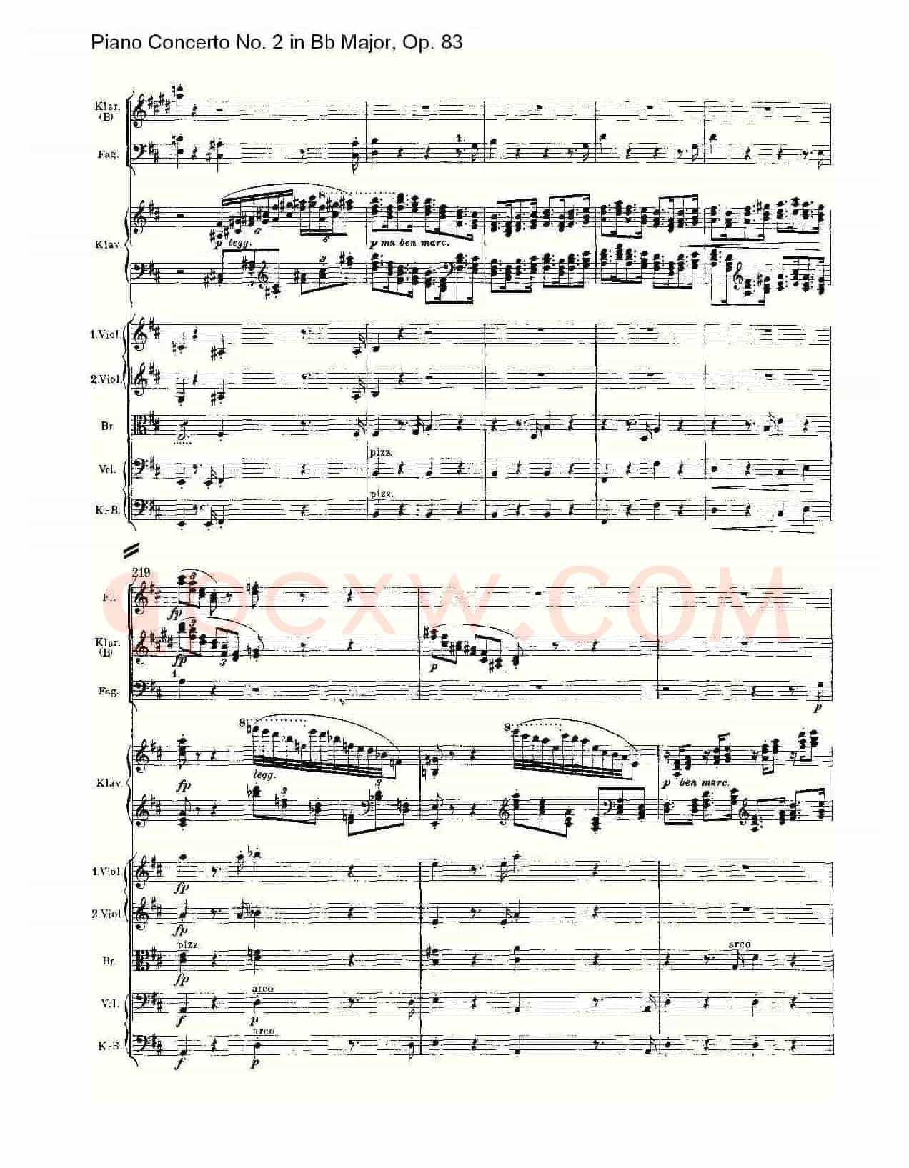 Bb大调钢琴第二协奏曲, Op.83第一乐章(一)