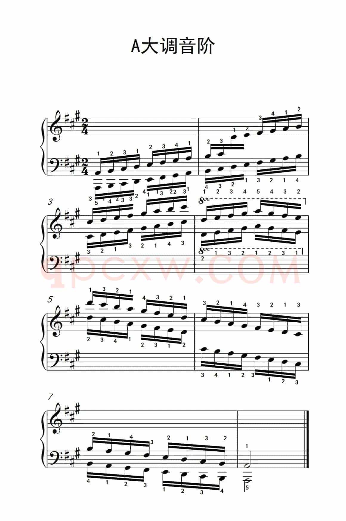 第六级 7.A大调音阶（中央音乐学院 钢琴（业余）考级教程 4-6级）