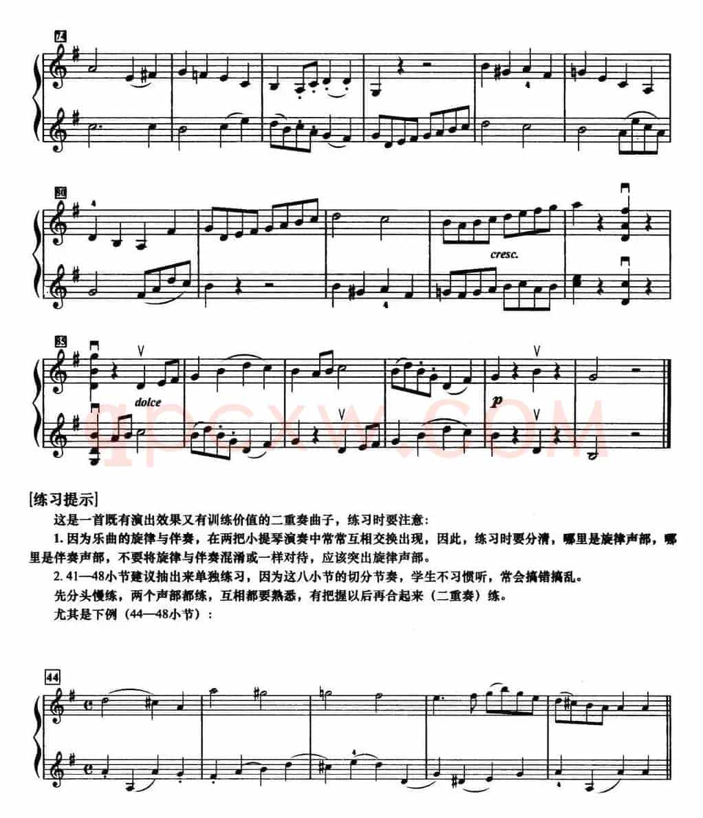 初级小提琴二重奏：快乐的阳光