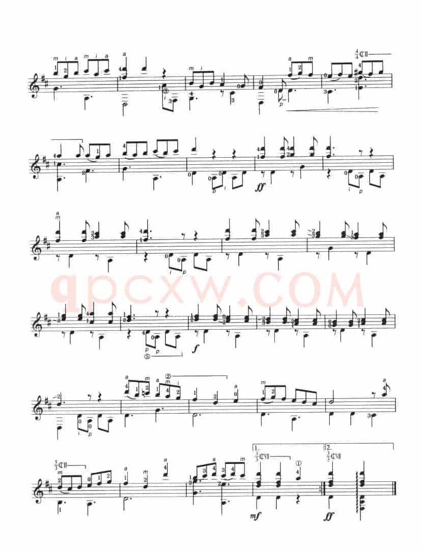 古典吉他考级七级外国乐曲B组（2、卡纳利奥斯）