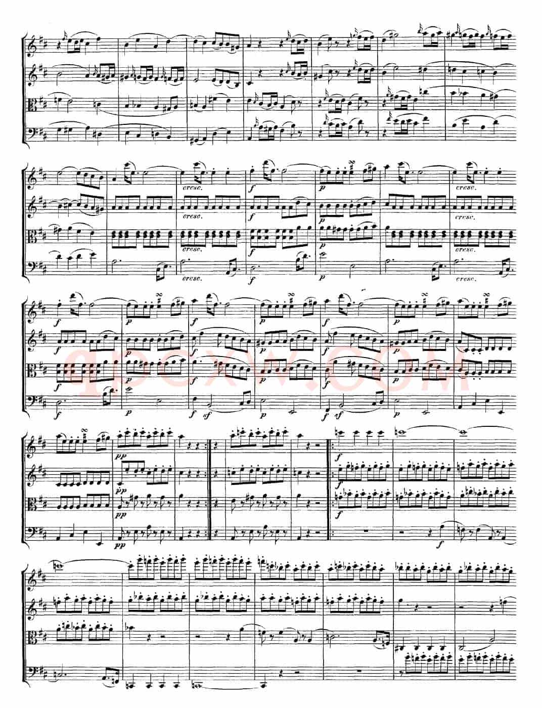 Mozart《Quartet No.20 in D Major,K.499》（总谱）