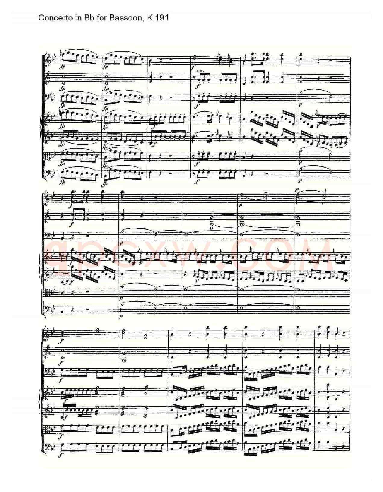Concerto in Bb for Bassoon, K.191（降B大调大管协奏曲）
