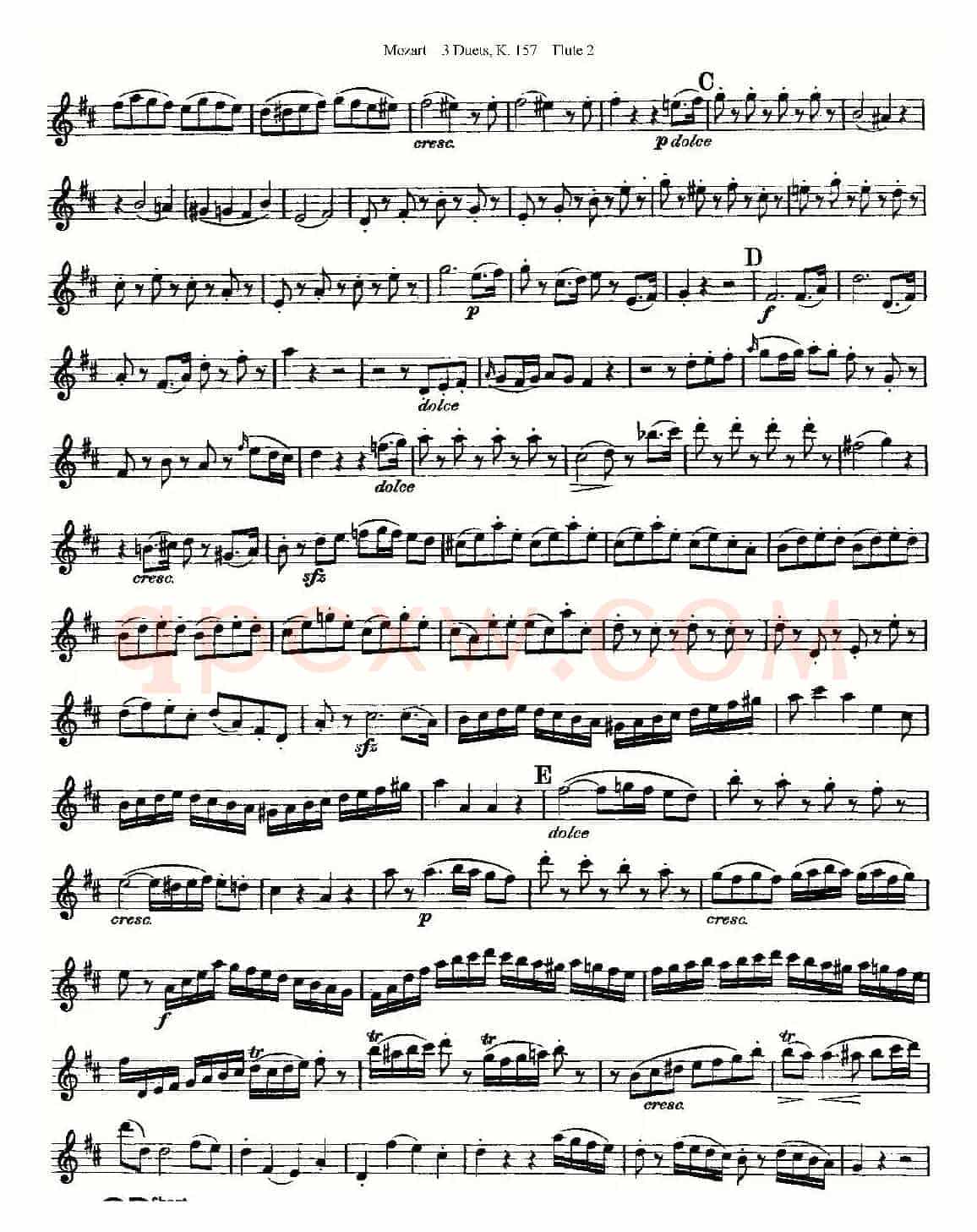 3 Duets K.157 之第二长笛（二重奏三首 K157号）