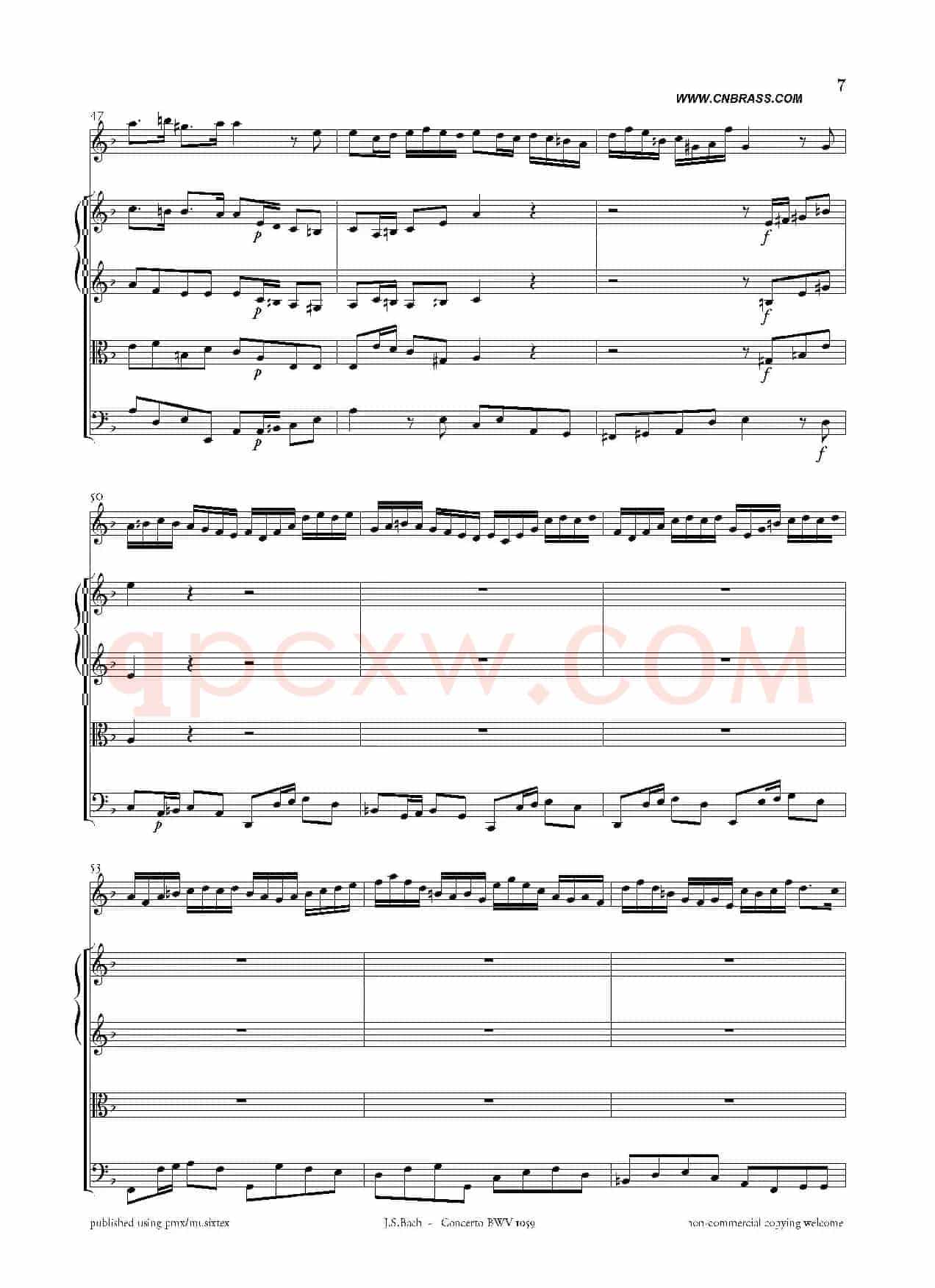 Concerto BWV 1059（双簧管与弦乐D小调协奏曲）