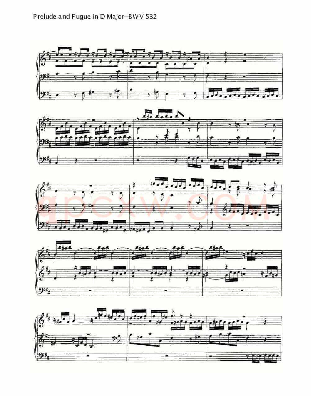 Prelude and Fugue in D Major--BWV 532 (管风琴谱)