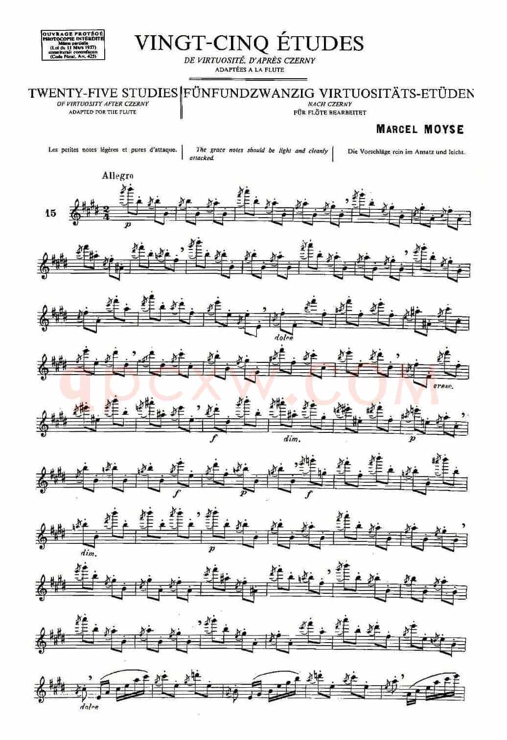 Moyse - 25 Studies after Czerny flute 之15（25首改编自车尔尼作品的练习曲）
