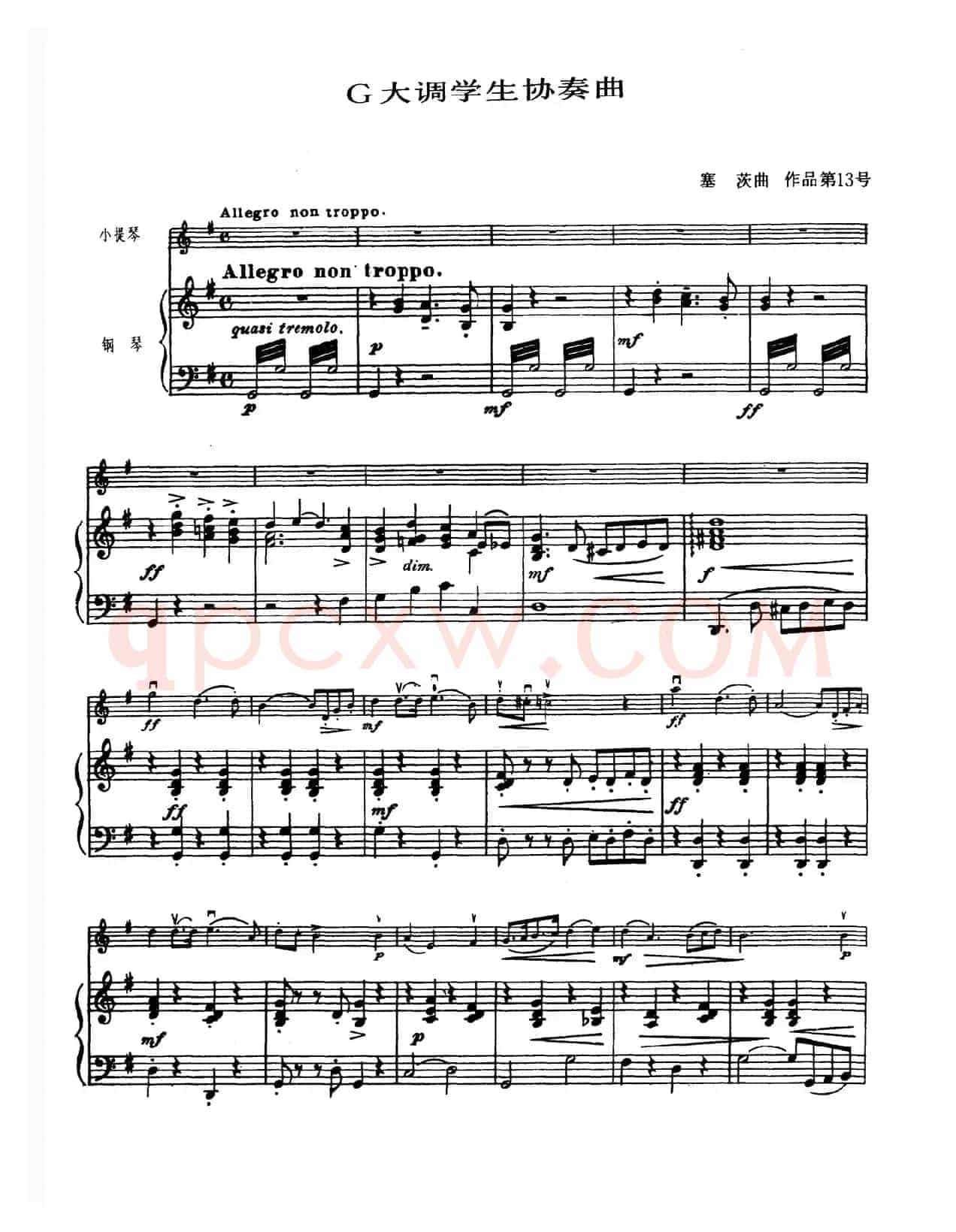 G大调学生协奏曲（塞茨作品第13号）